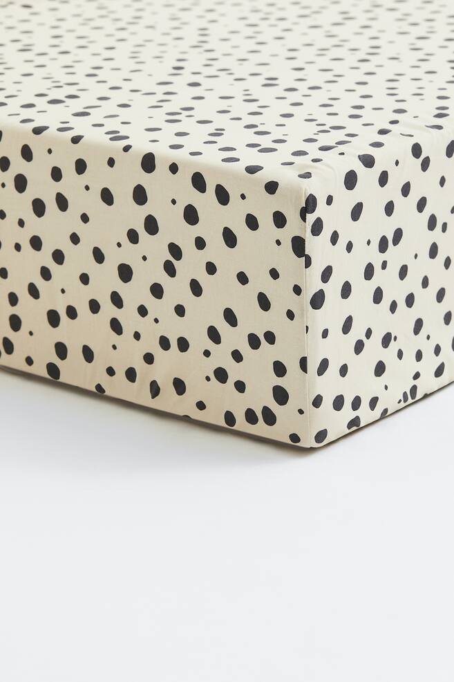 Patterned cotton fitted sheet - Light beige/Spotted/White/Clouds/White/Rainbows/White/Leopard print/dc - 1