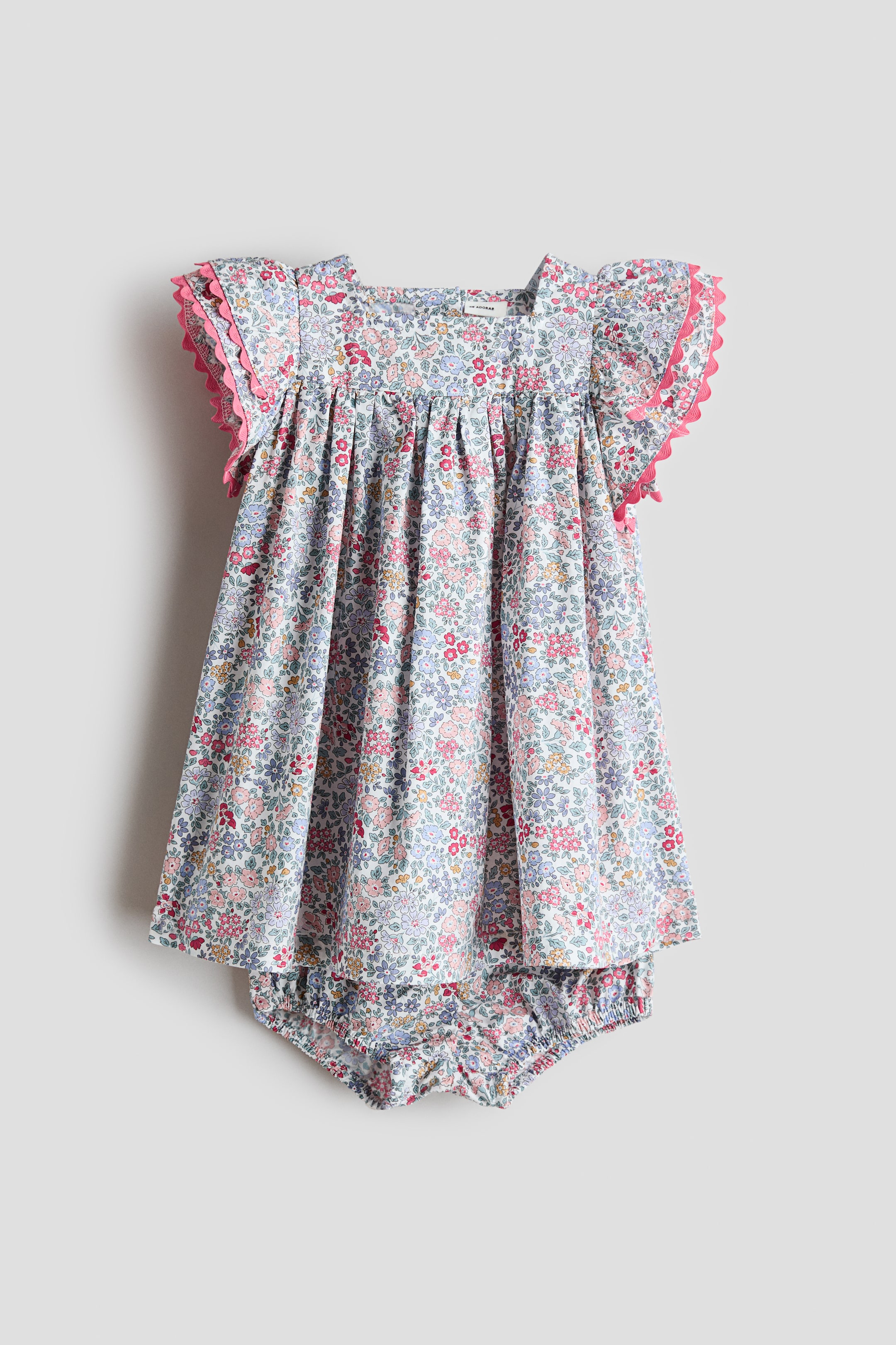 Ampliar la imagen: Conjunto 2 piezas con vestido y shorts abombados - Azul claro/Floreado - Kids | H&M MX 4
