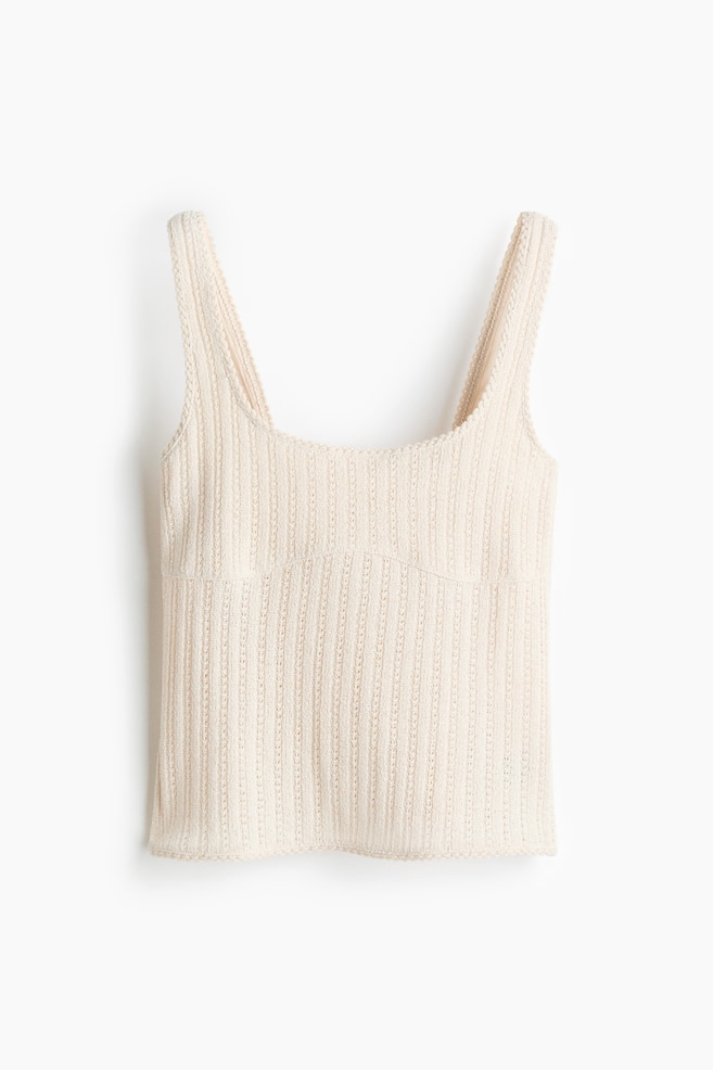 Pointelle-Knit Top - Cream - 1