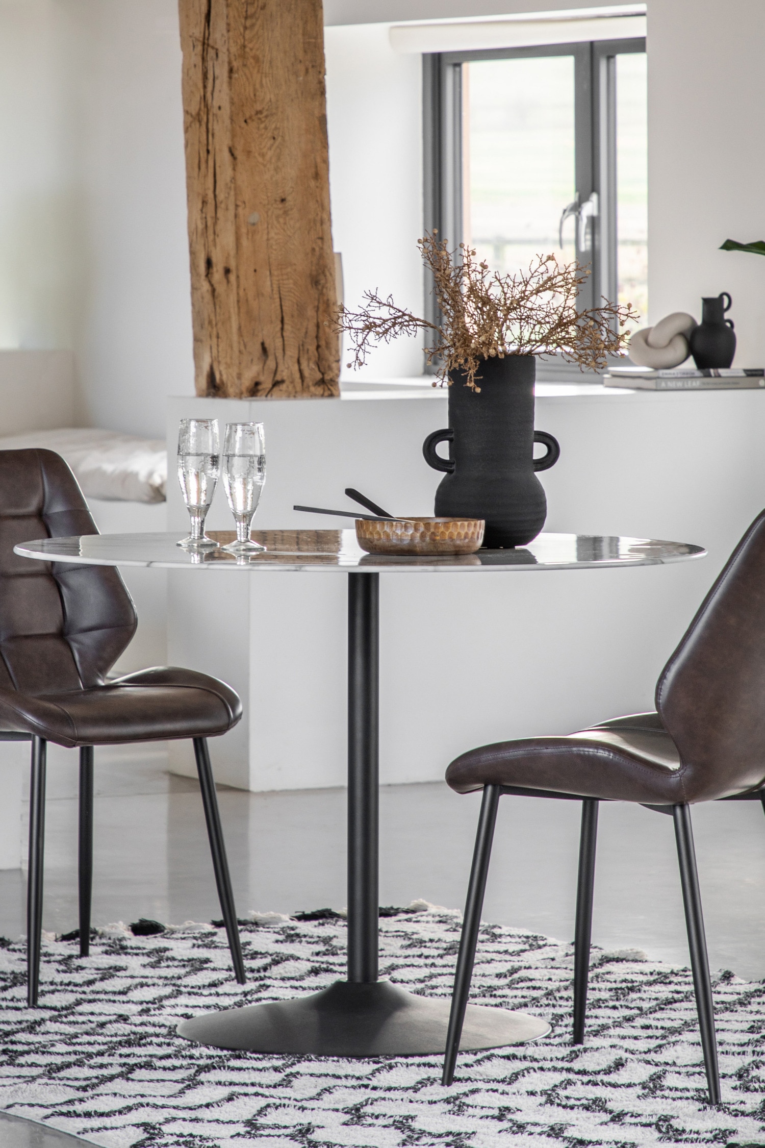 Marble Effect Glass Dining Table