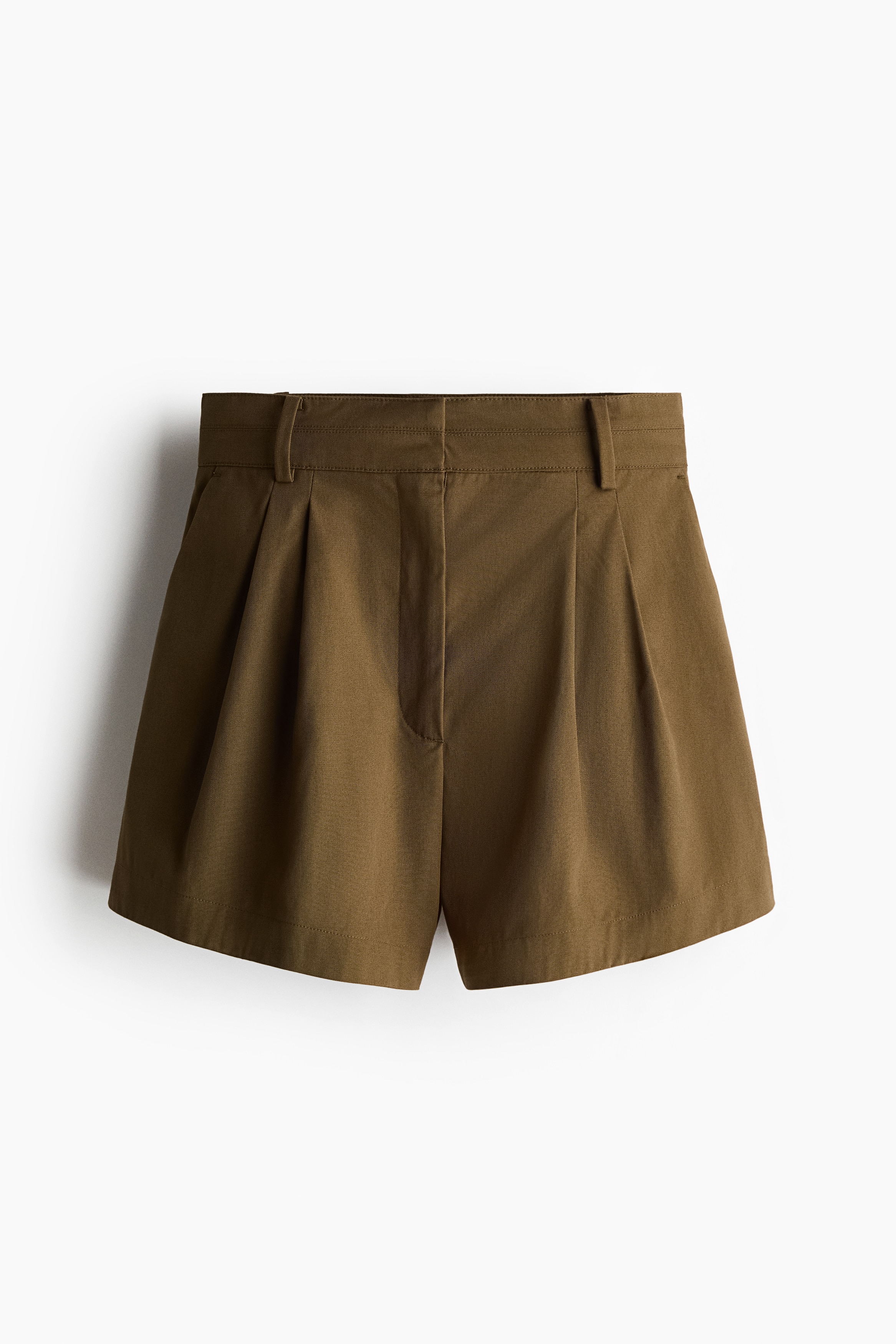 Tailored twill shorts - Dark khaki green/Light beige