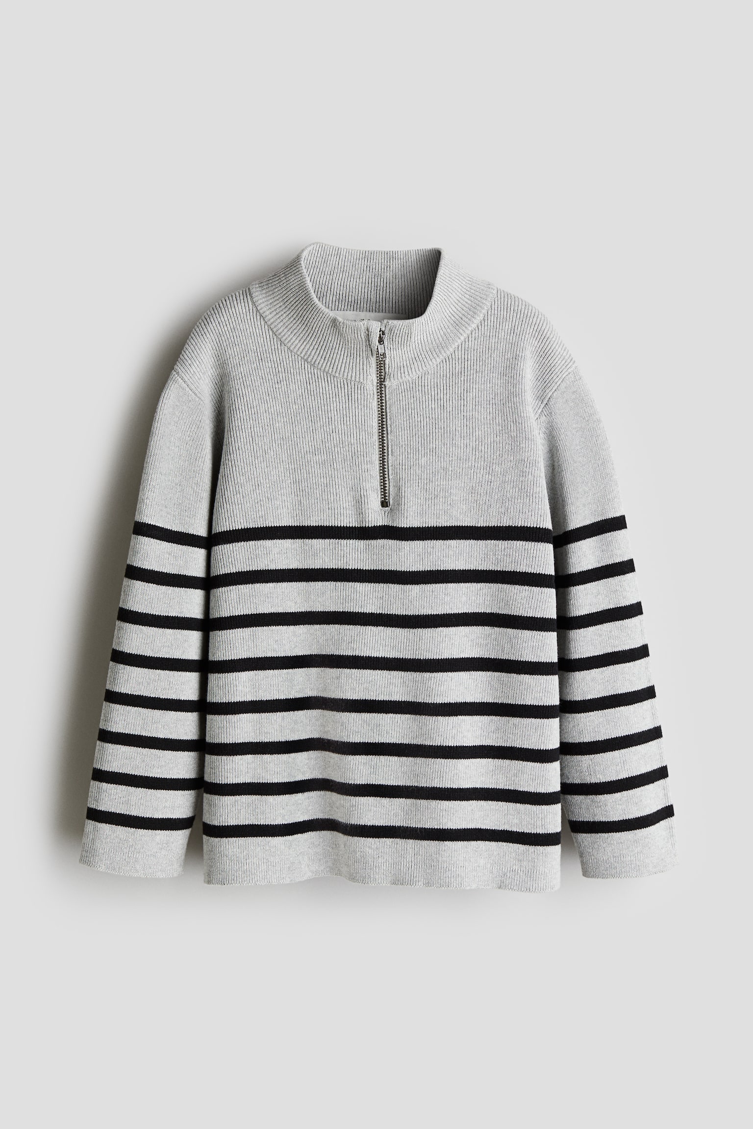 Zip-top jumper - Light grey/Striped - 1