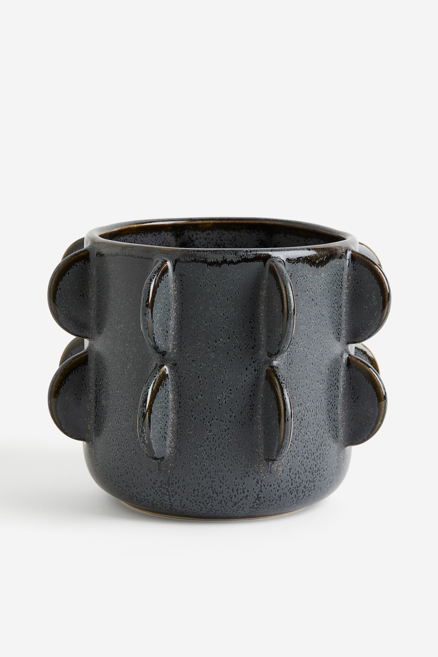 Reactive-glaze stoneware plant pot - Black - 1