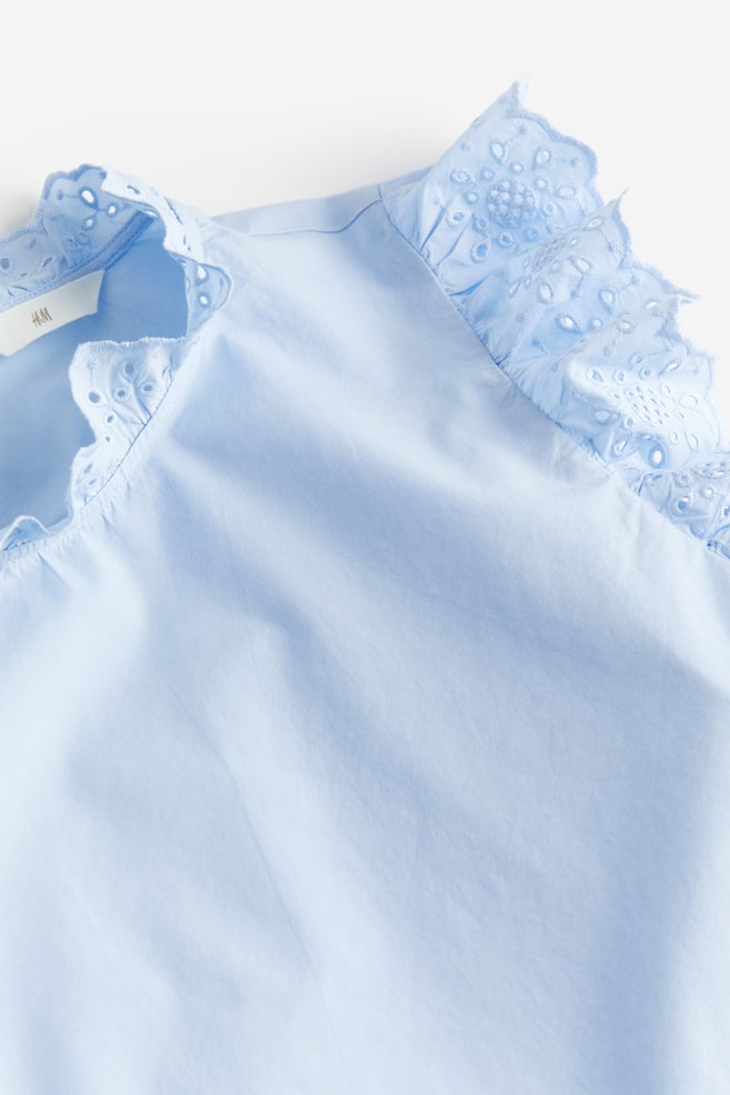 Broderie anglaise-detail blouse - Light blue/White - 5