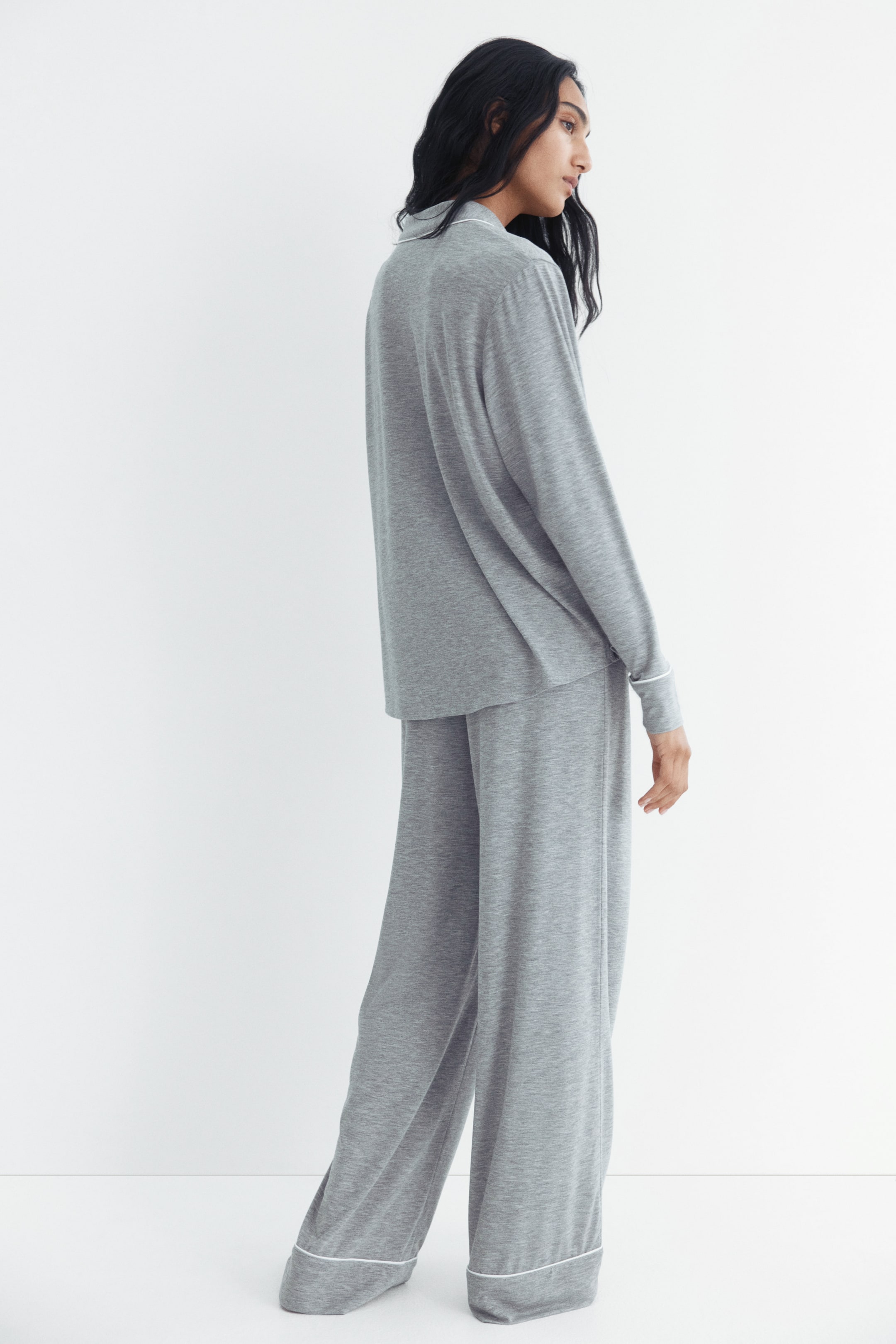 View larger image: Viscose-blend pyjamas - Light grey marl - Ladies | H&M IN 5