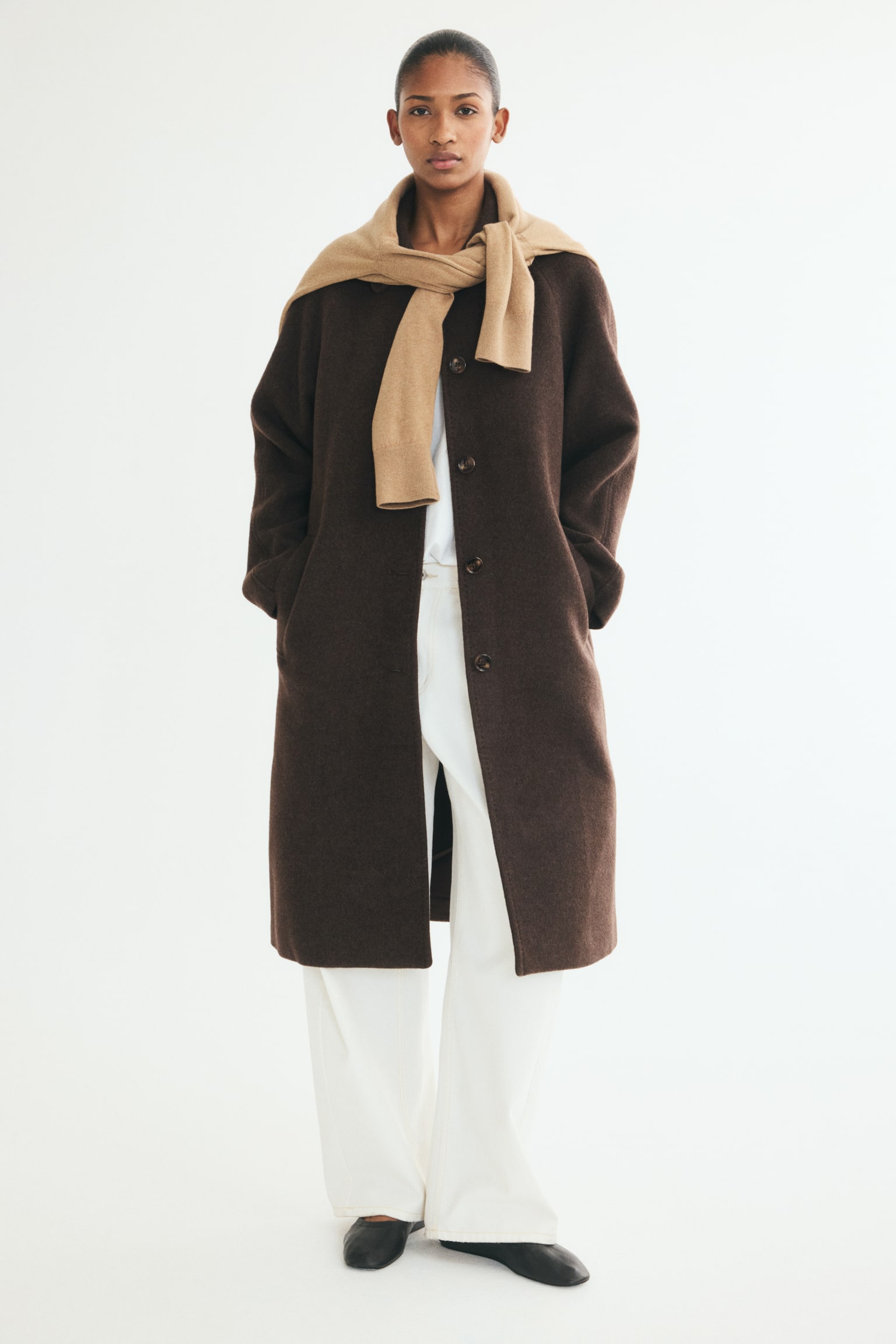 Женское пальто H&M Wool-Blend Car, цвет: Тёмный коричневый — фото 5