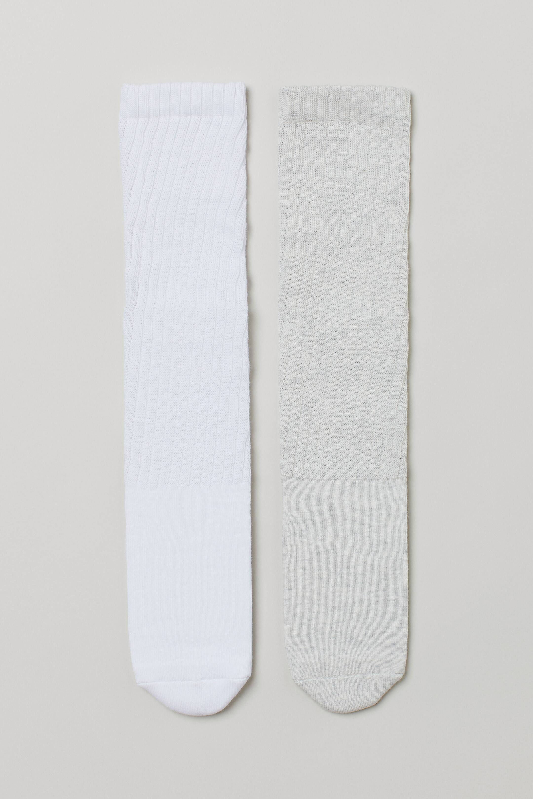 Größeres Bild ansehen: 2er-Pack Socken - Weiß/Hellgraumeliert - Ladies | H&M DE 1