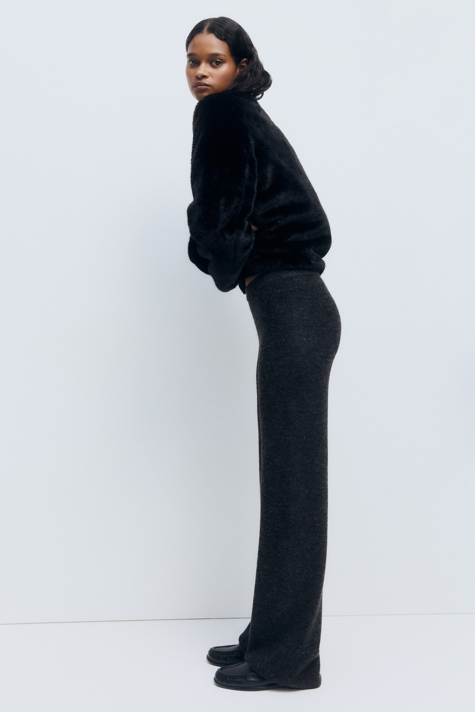 Женские брюки H&M Knit Pull-On, цвет: Тёмный серый — фото 5