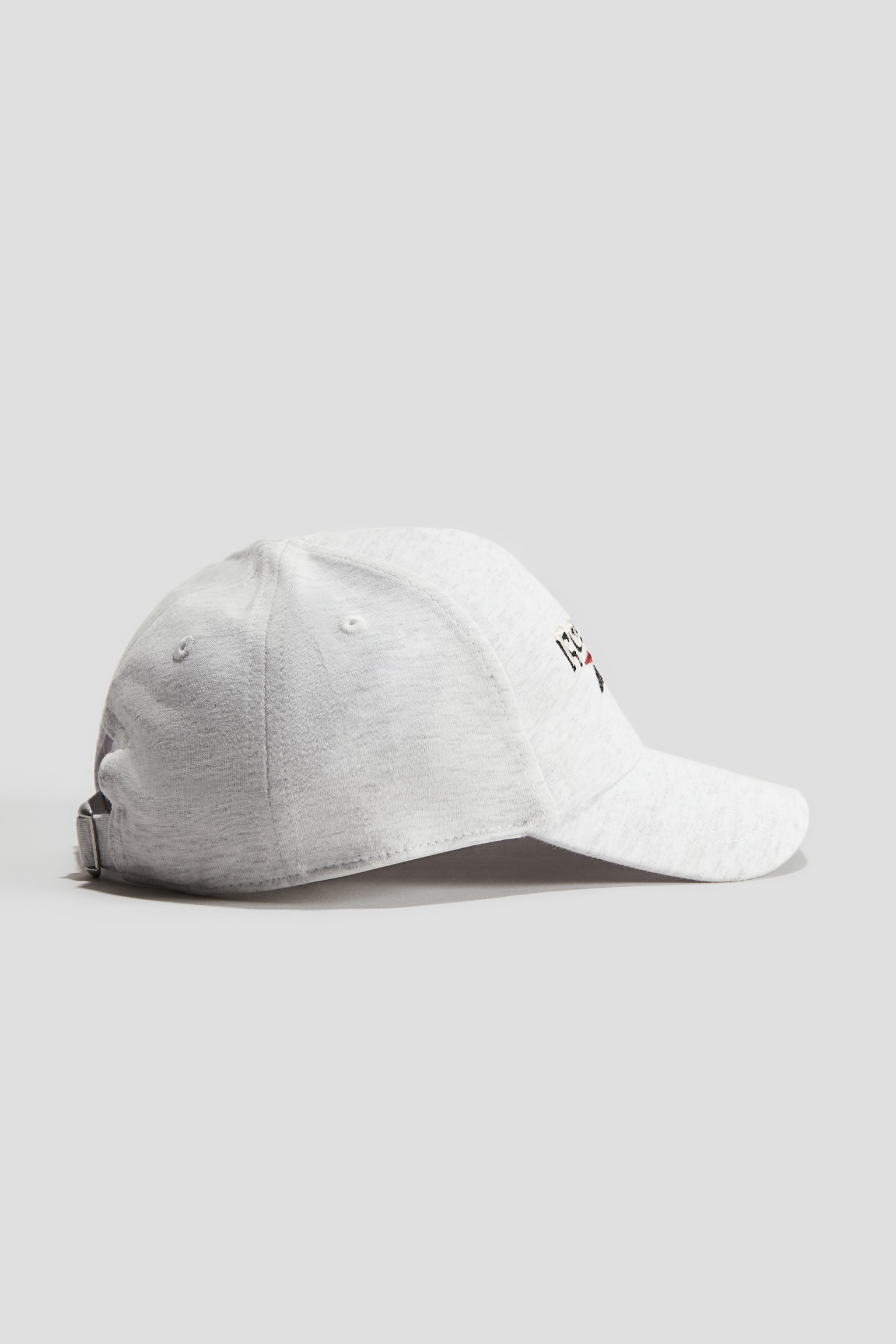 Embroidered-motif cotton cap - Light grey marl - 4