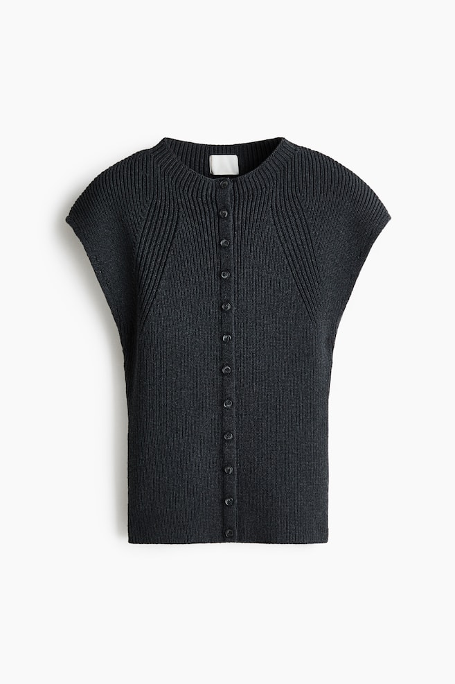Gilet à manches courtes en maille côtelée - Gris foncé chiné - 1
