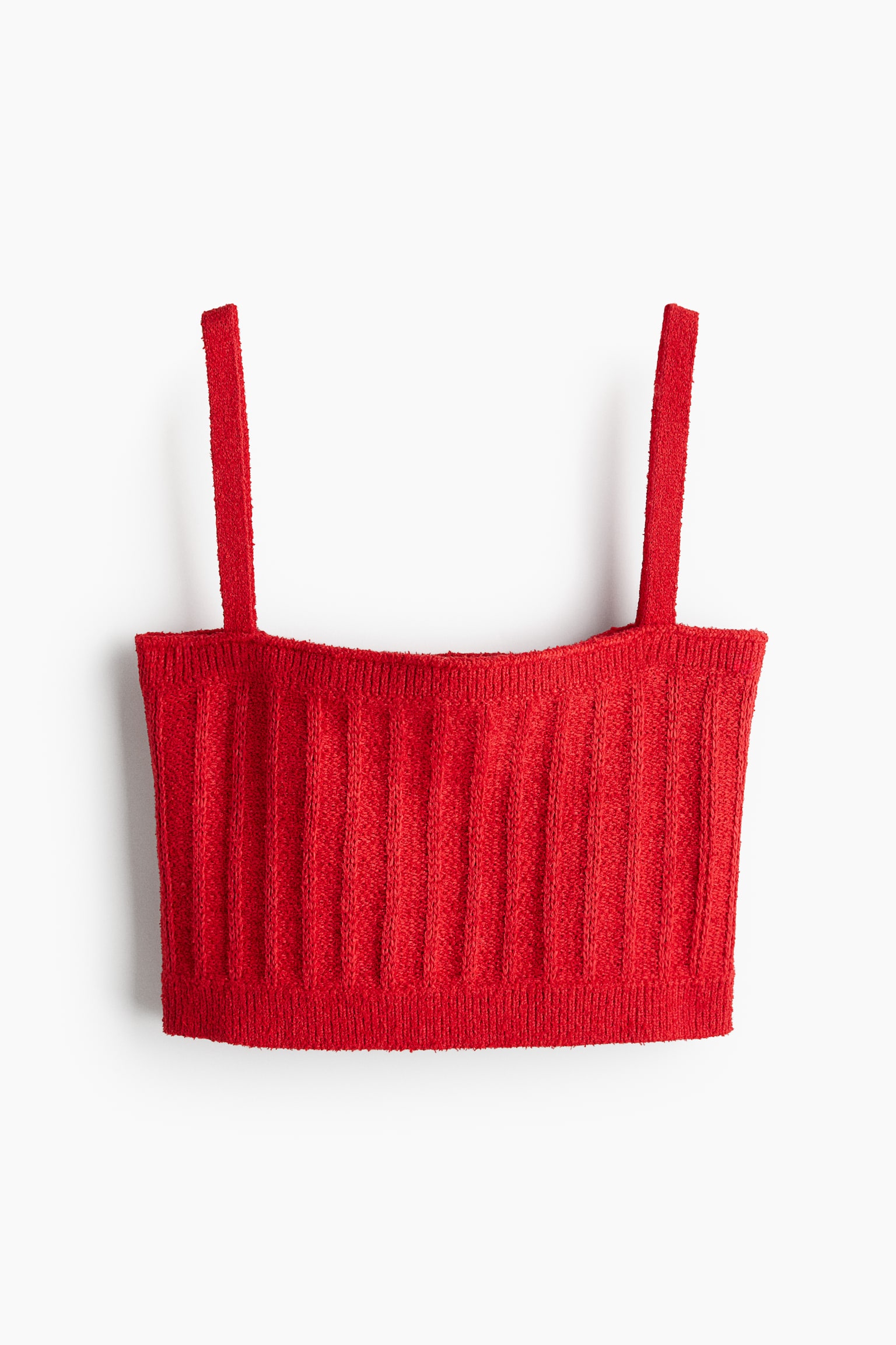 Rib-knit strappy top - Red - 2