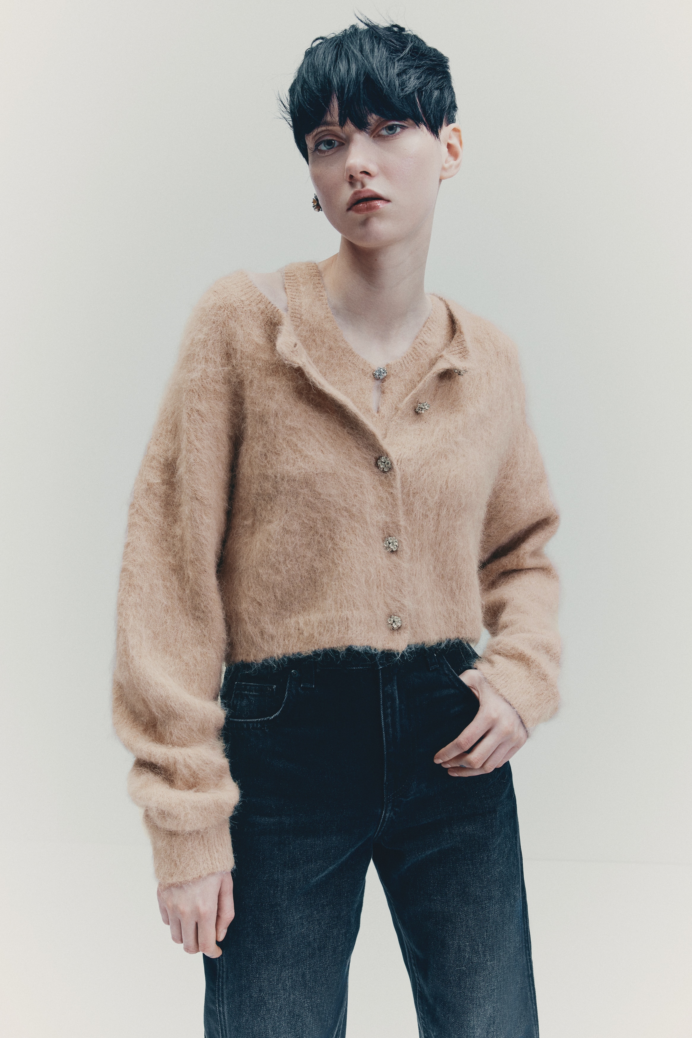 Alpaca-blend cardigan