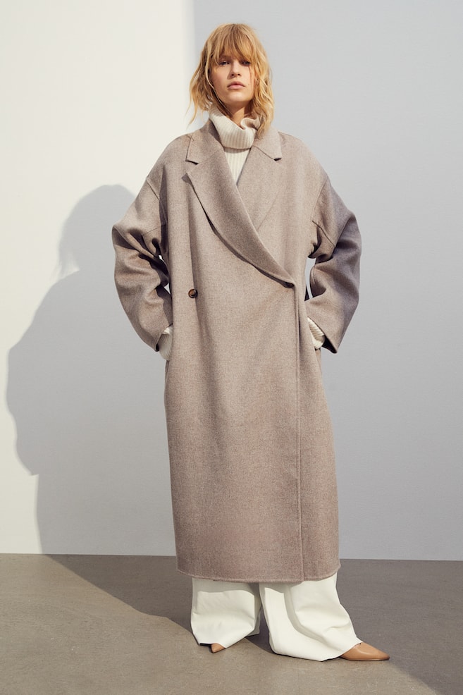 Manteau en laine mélangée - Grège/Beige clair - 4