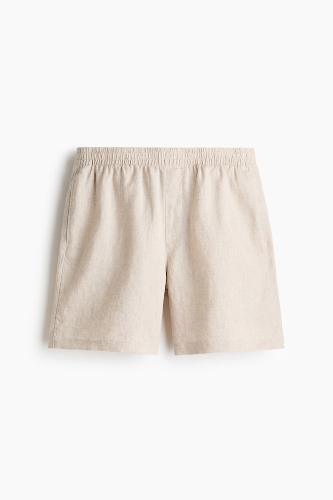 Relaxed Fit Linen shorts - Light beige/Black/White/Dark dusty blue - 1
