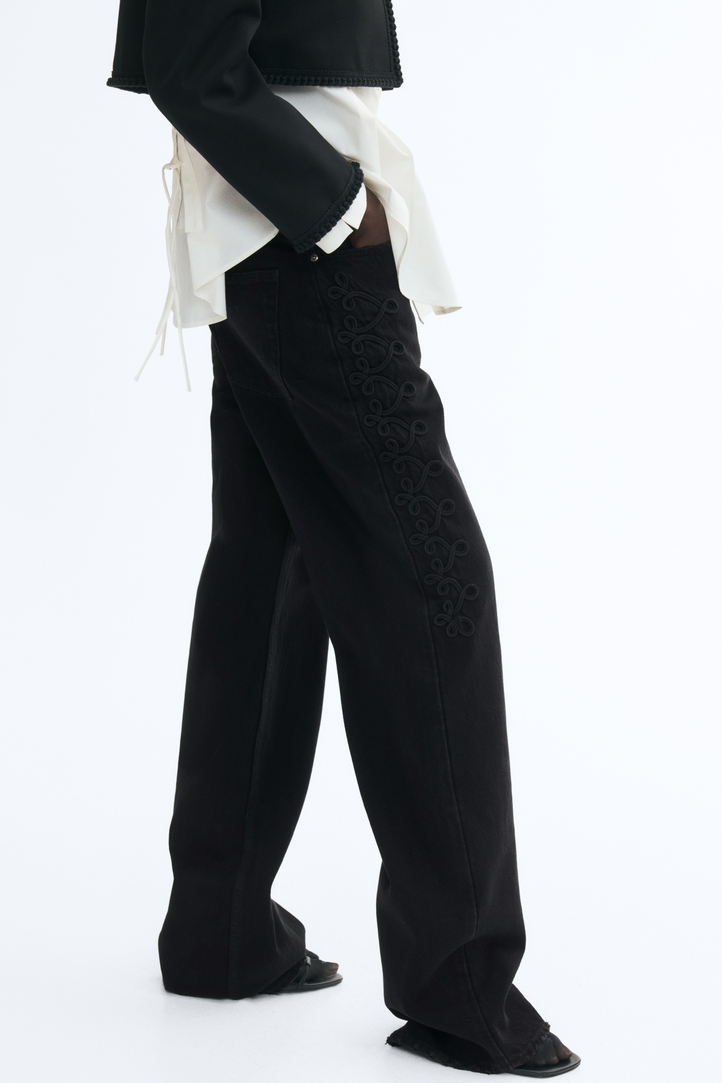 Straight Regular Waist Jeans - Μαύρο