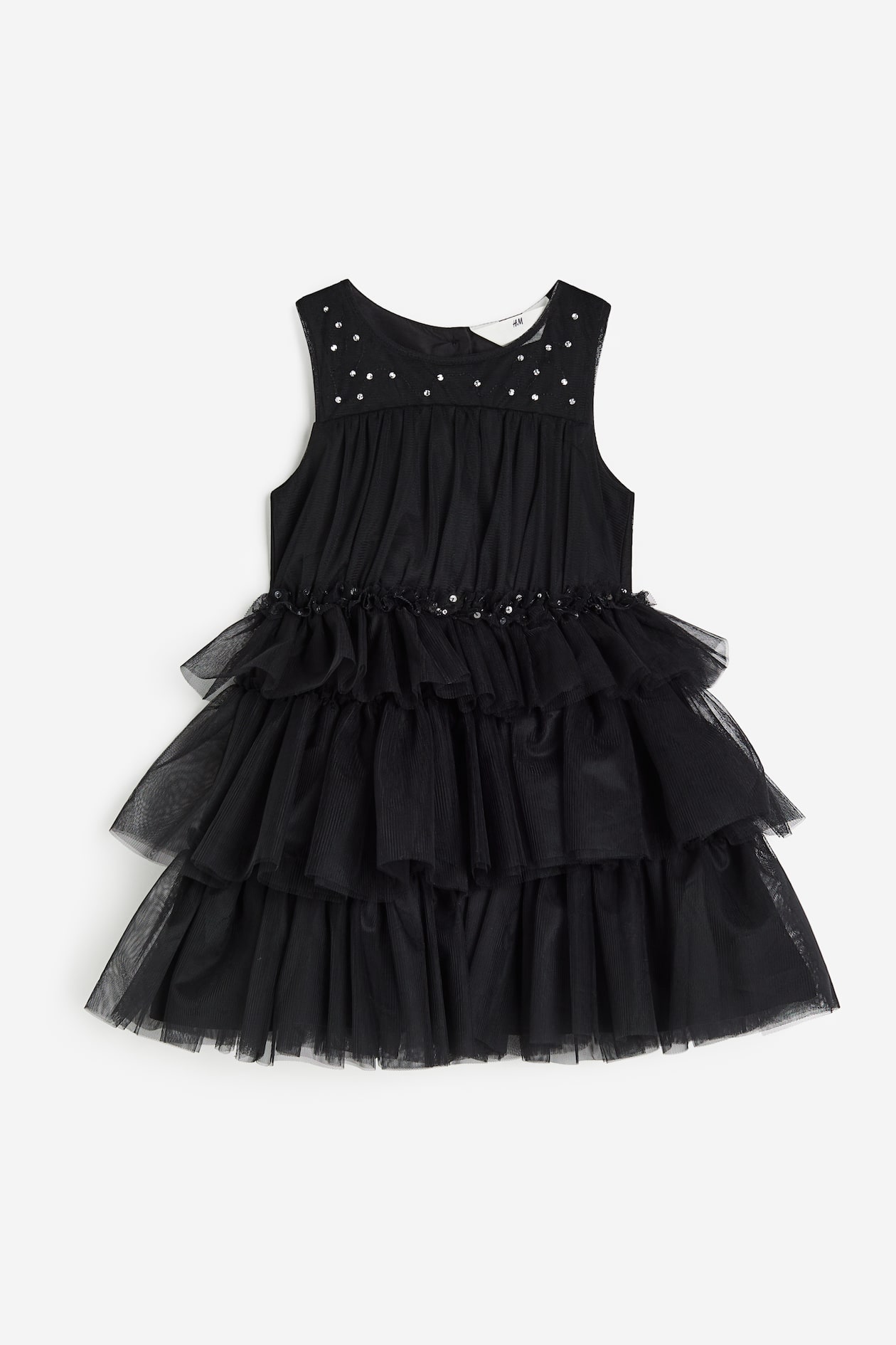 Embellished Tulle Dress - Round Neck - Sleeveless - Black - Kids | H&M US