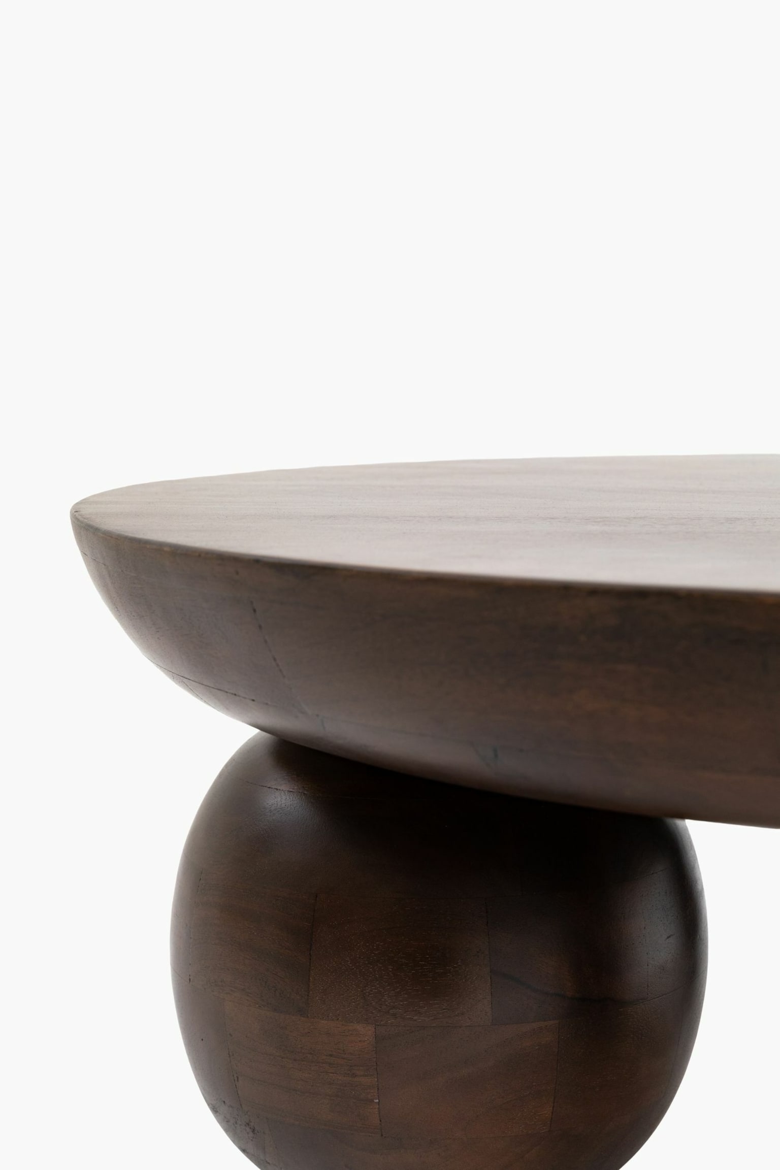 Mango Wood Round Coffee Table - Dark Wood - 7