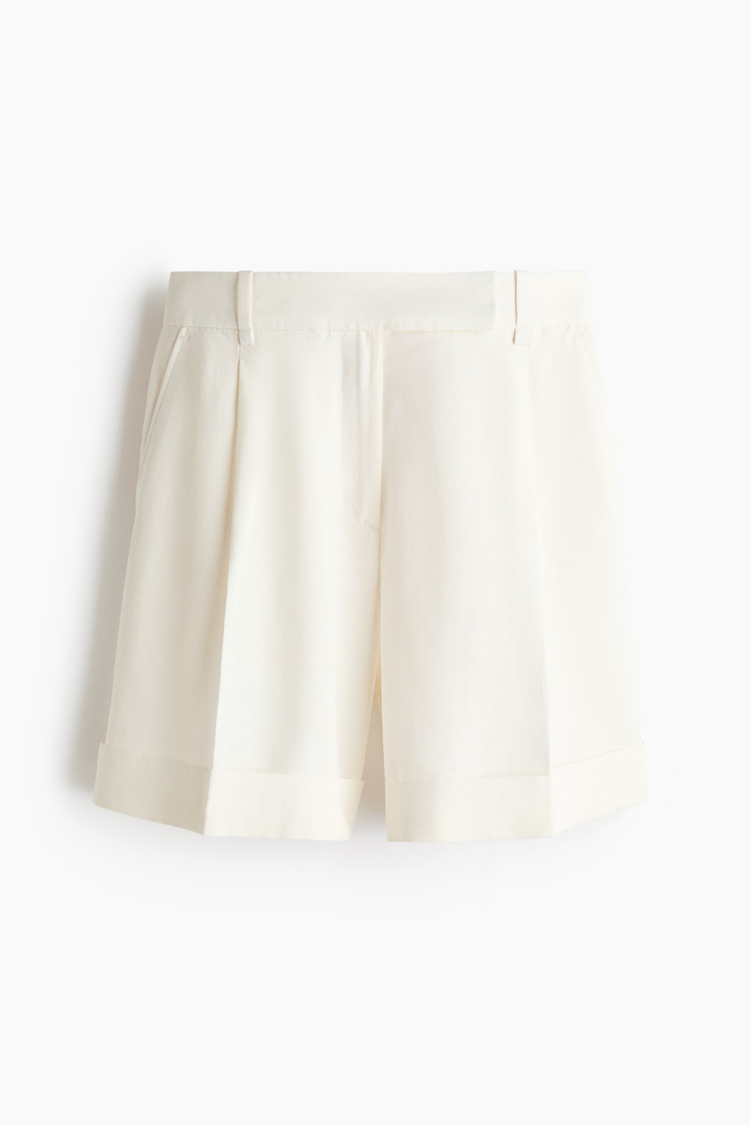 Dressy Linen-Blend Shorts - White/Black/Dark khaki green