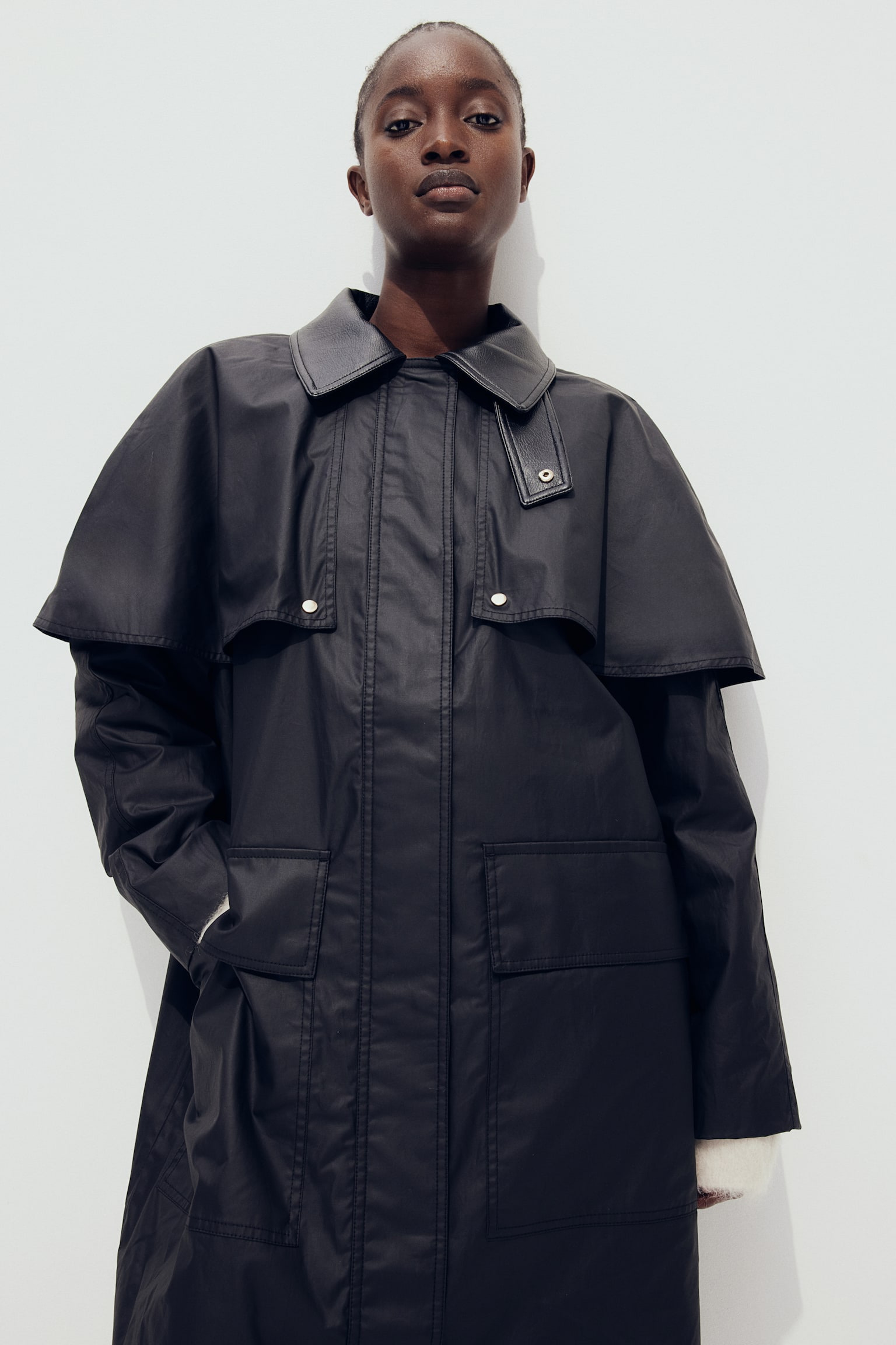 Waxed cotton coat - Black - 4