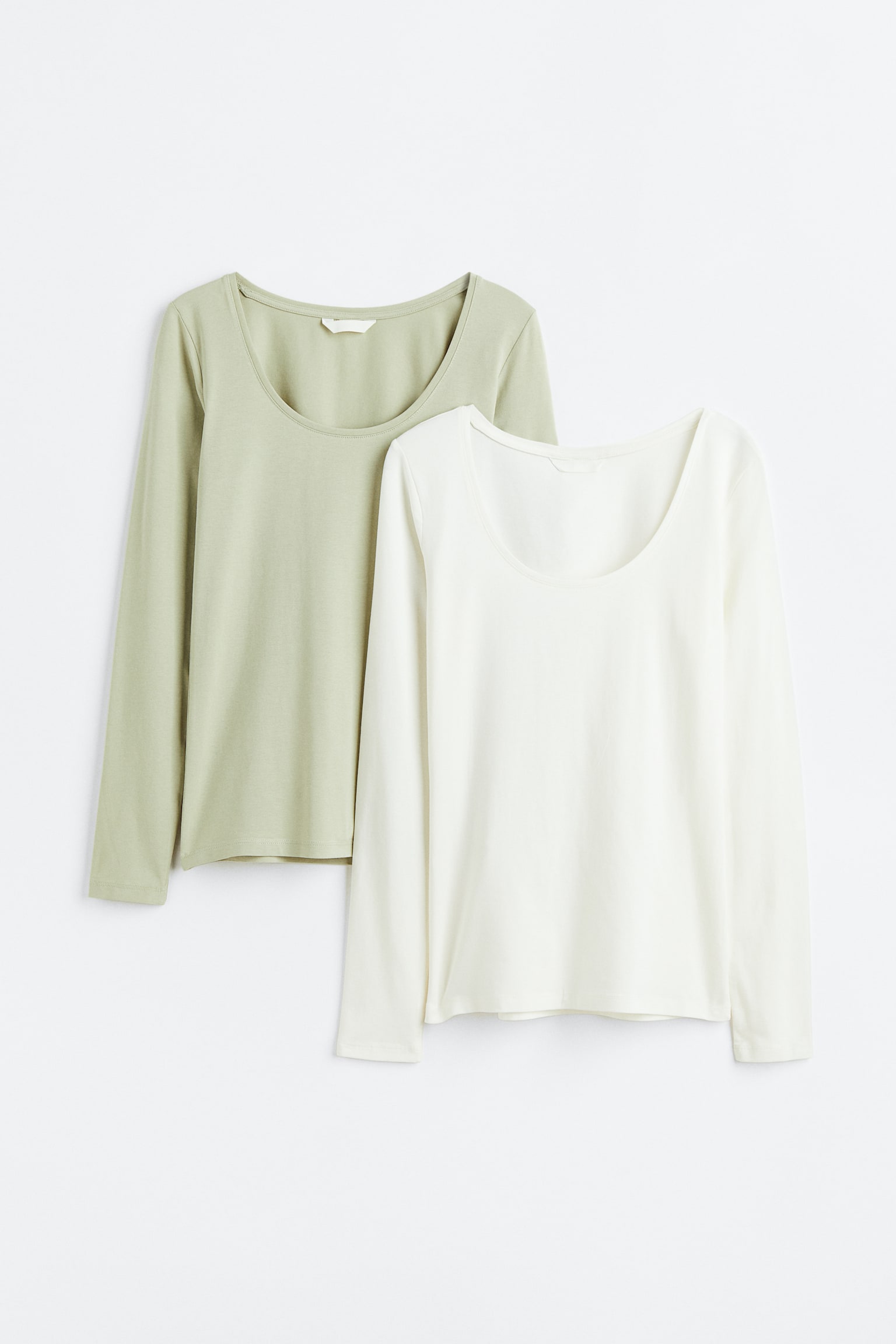 2-pack Jersey Tops - Light green/White/Light greige/Dark greige/White/Black - 1