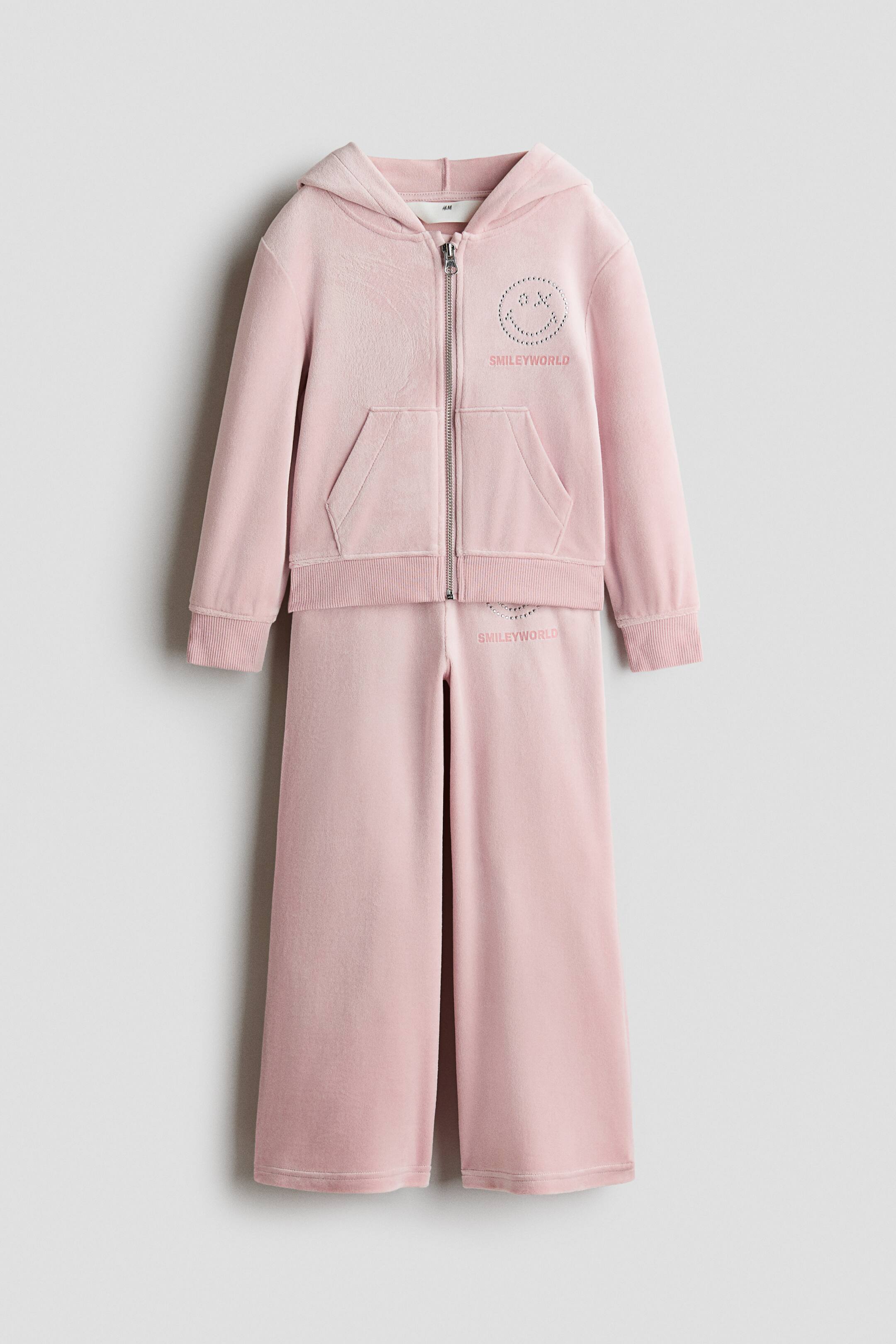 View larger image: 2-piece motif-detail velour set - Light pink/SmileyWorld® - Kids | H&M 1