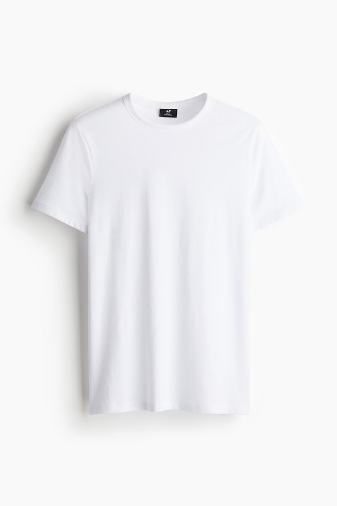 Camiseta de algodón Slim Fit - Blanco/Negro - 1
