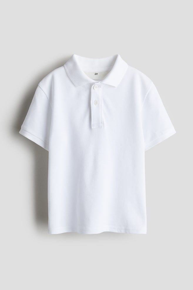 Cotton Piqué Polo Shirt - White - 1