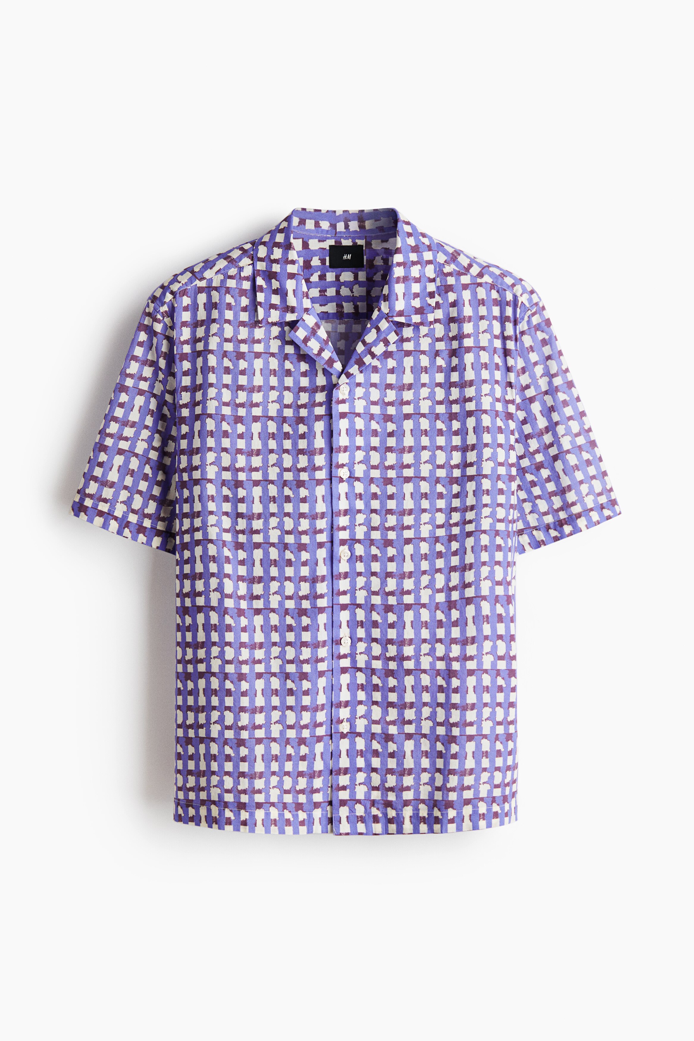 Regular Fit Cotton resort shirt - Purple/Checked/Brown/Checked/Orange/Checked