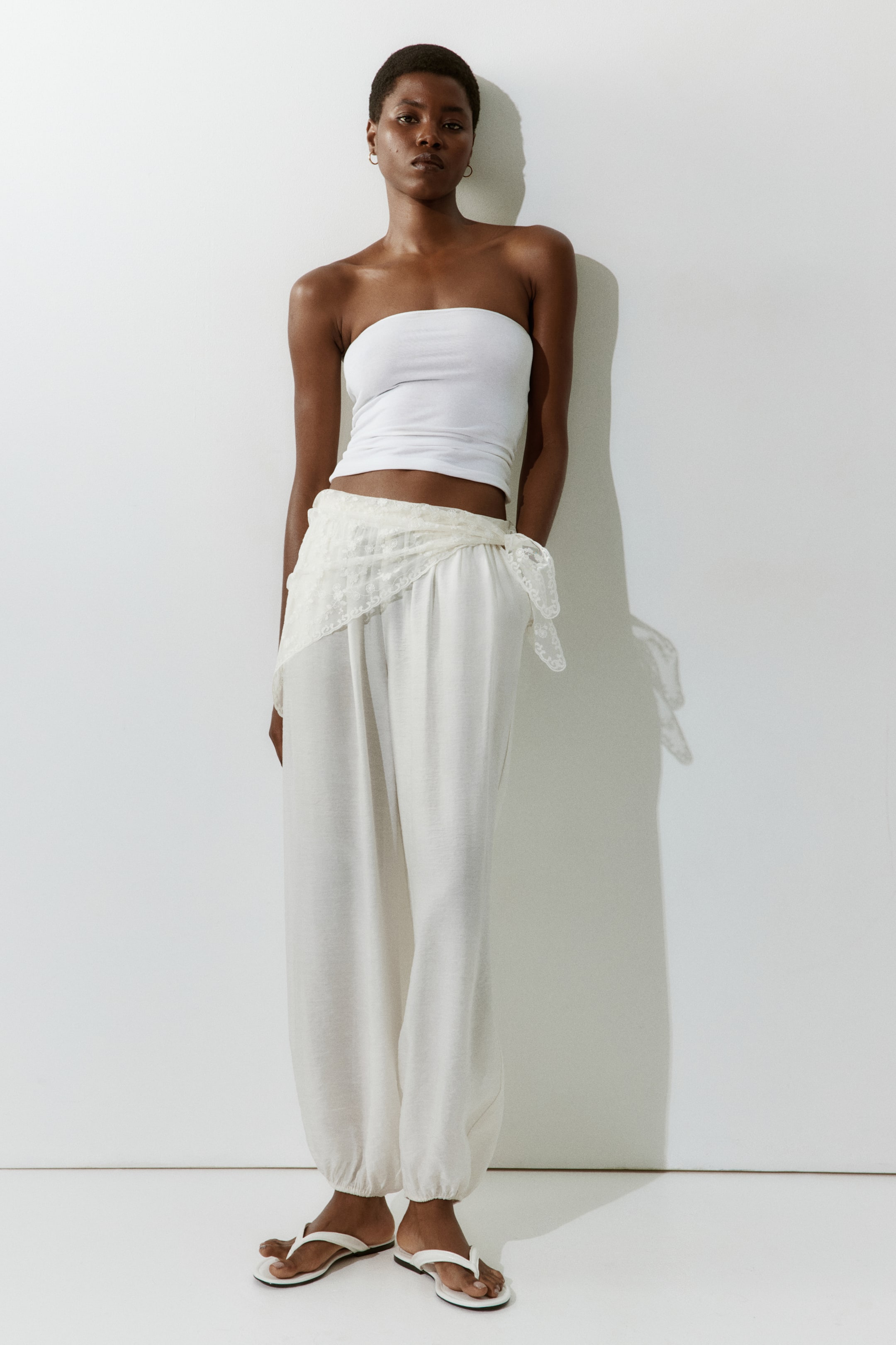 Embroidered Mesh Hip Scarf
