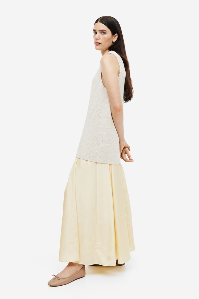 A-line silk skirt - Light yellow - 3