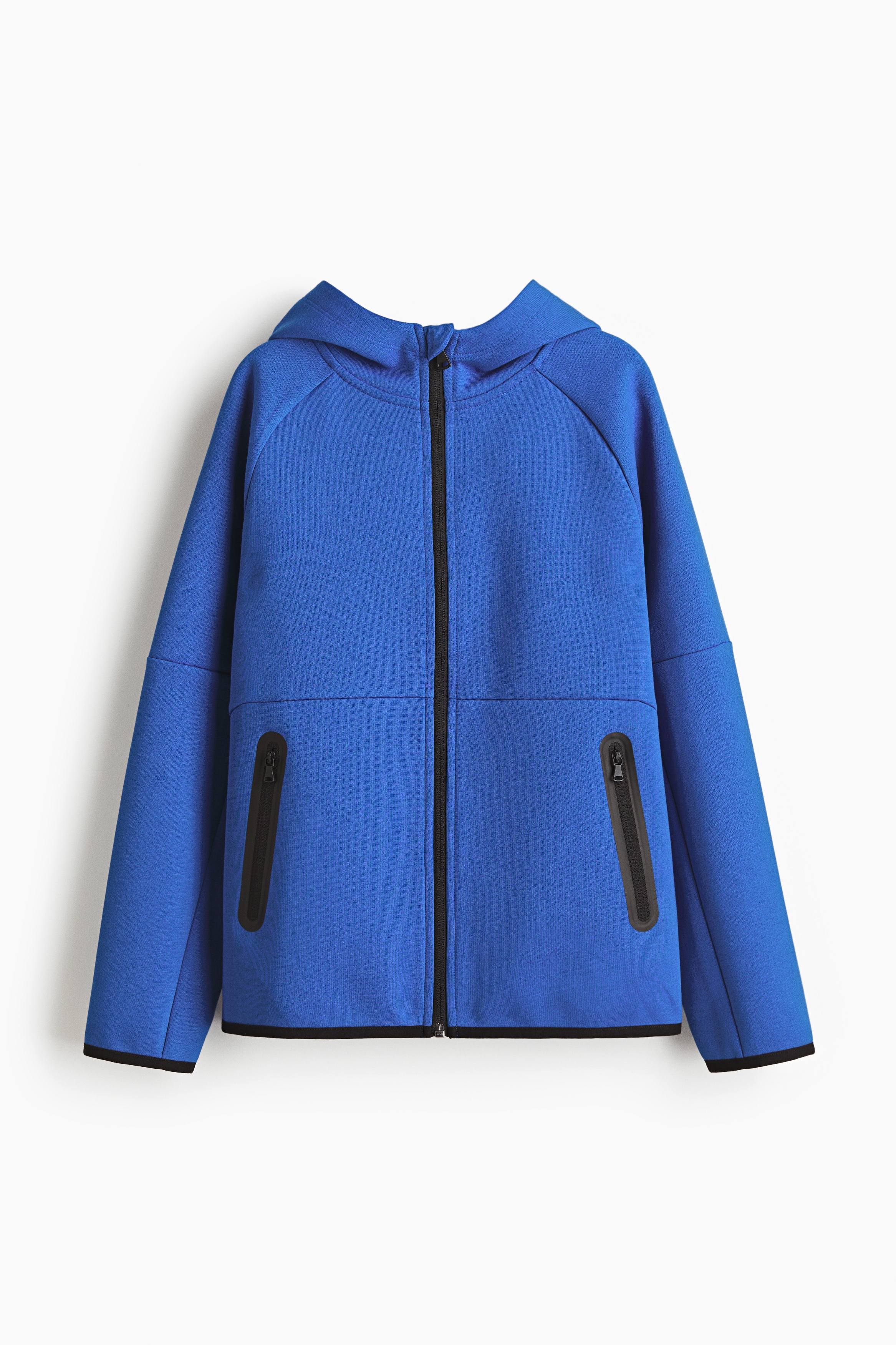Sports hoodie with DryMove™ - Blue/Black/Dark beige/Light grey marl