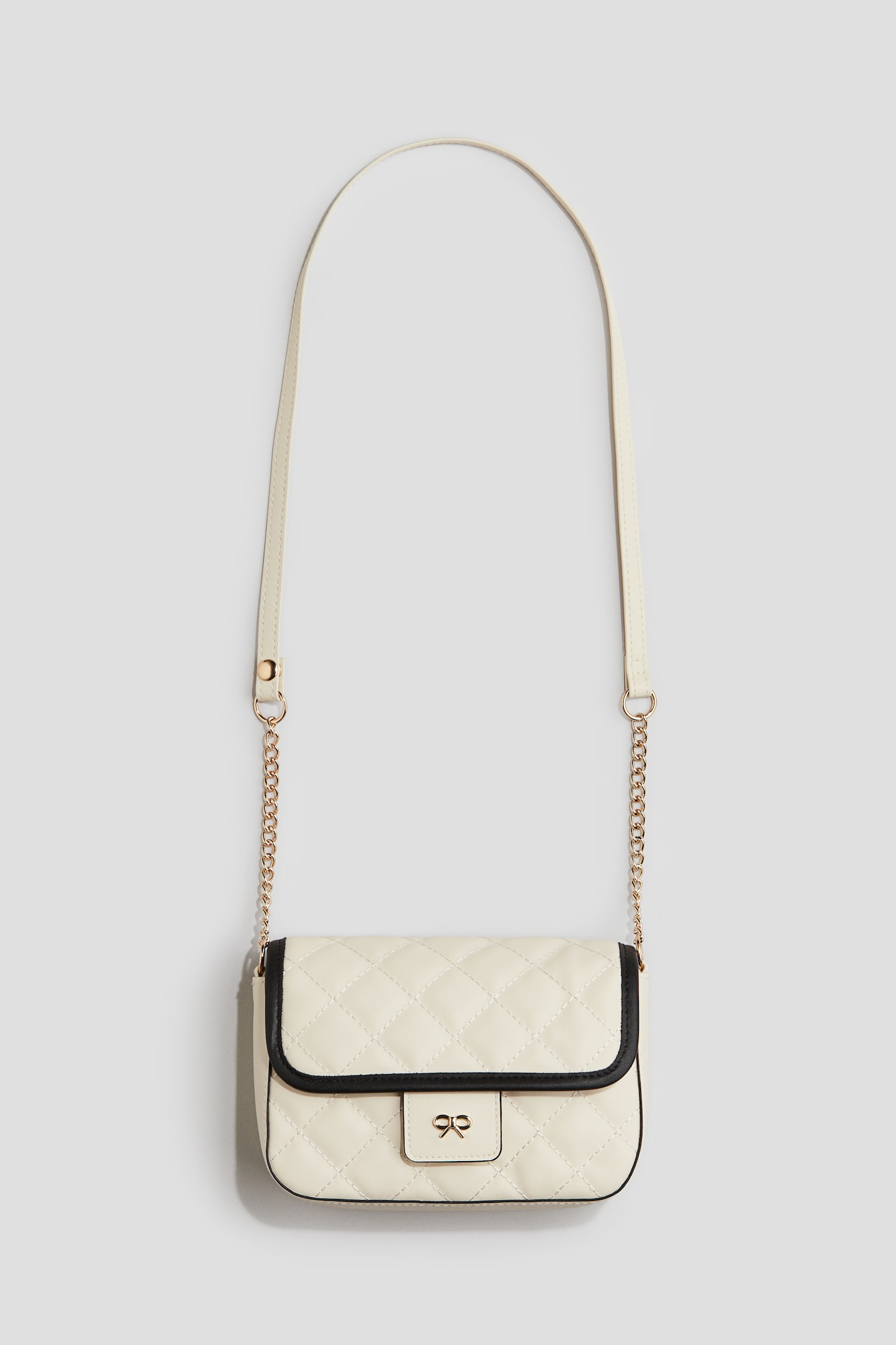 Quilted shoulder bag - Light beige/Powder pink/Gold-coloured - 1