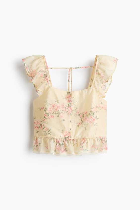 Женские топы H&M Lace-Trimmed Lyocell-Blend Top