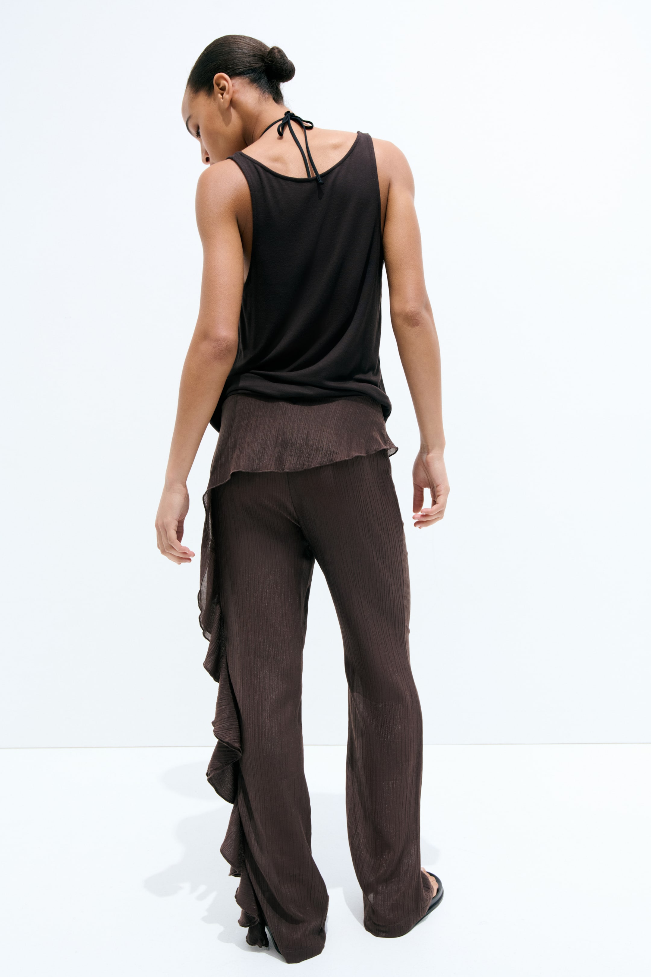 Flounced Crinkled Pants