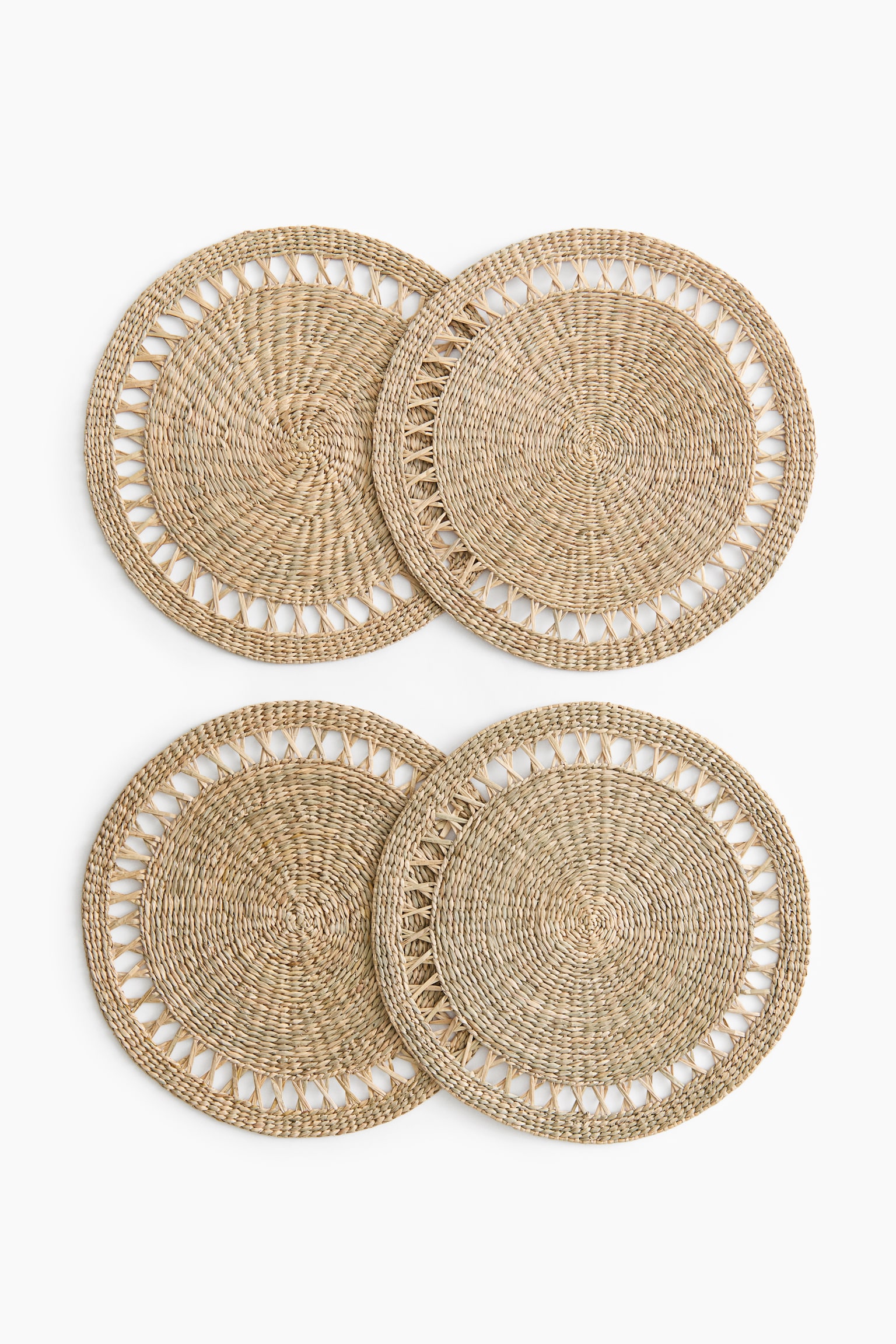 4-Pack Straw Placemats - Beige - 1