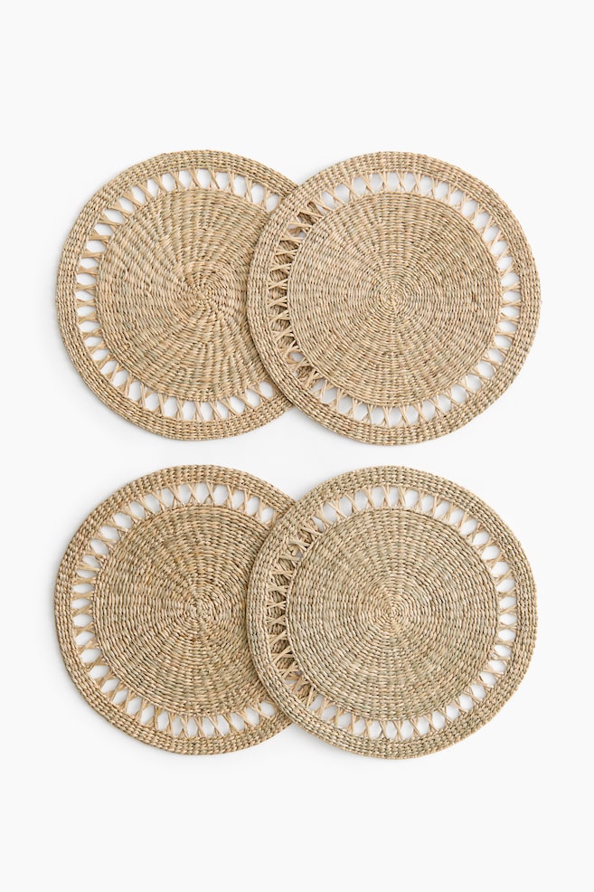 Pack de 4 manteles individuales de paja - Beige - 1
