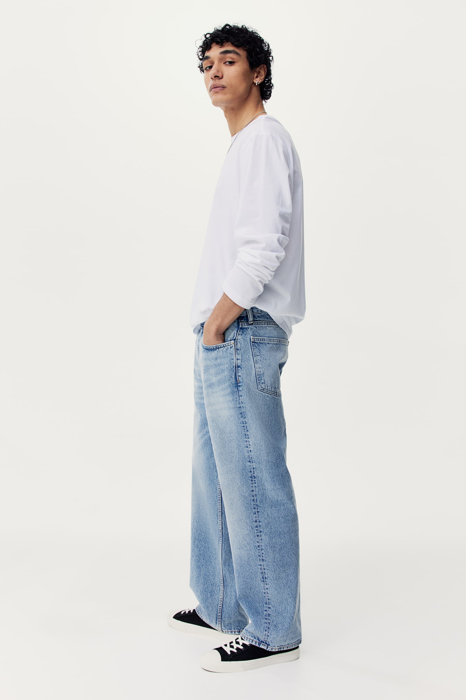 Straight Relaxed High Jeans - Light denim blue/Denim blue/Black - 7