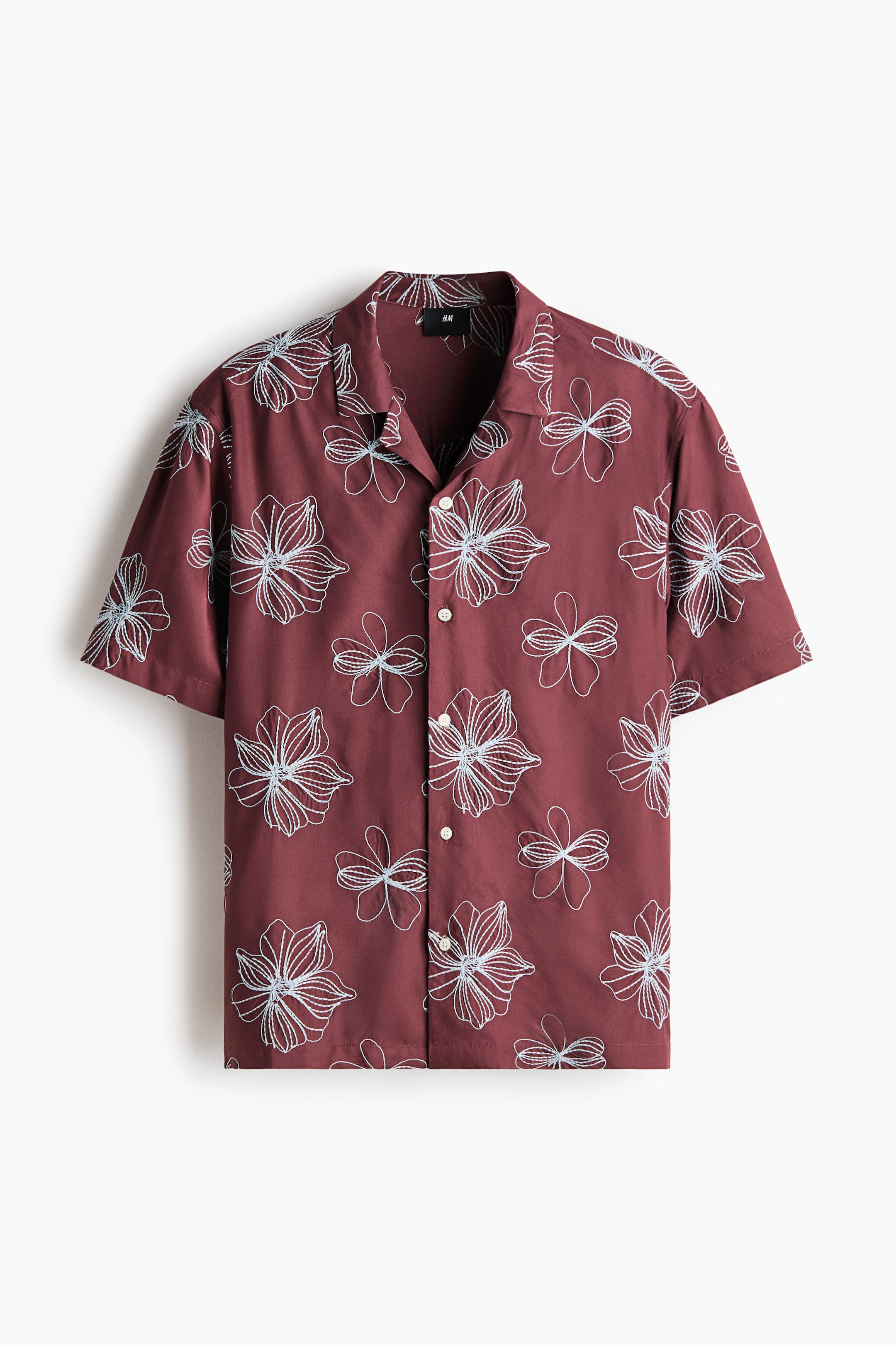 View larger image: Regular Fit Embroidered resort shirt - Burgundy/Flowers - Men | H&M IN 1