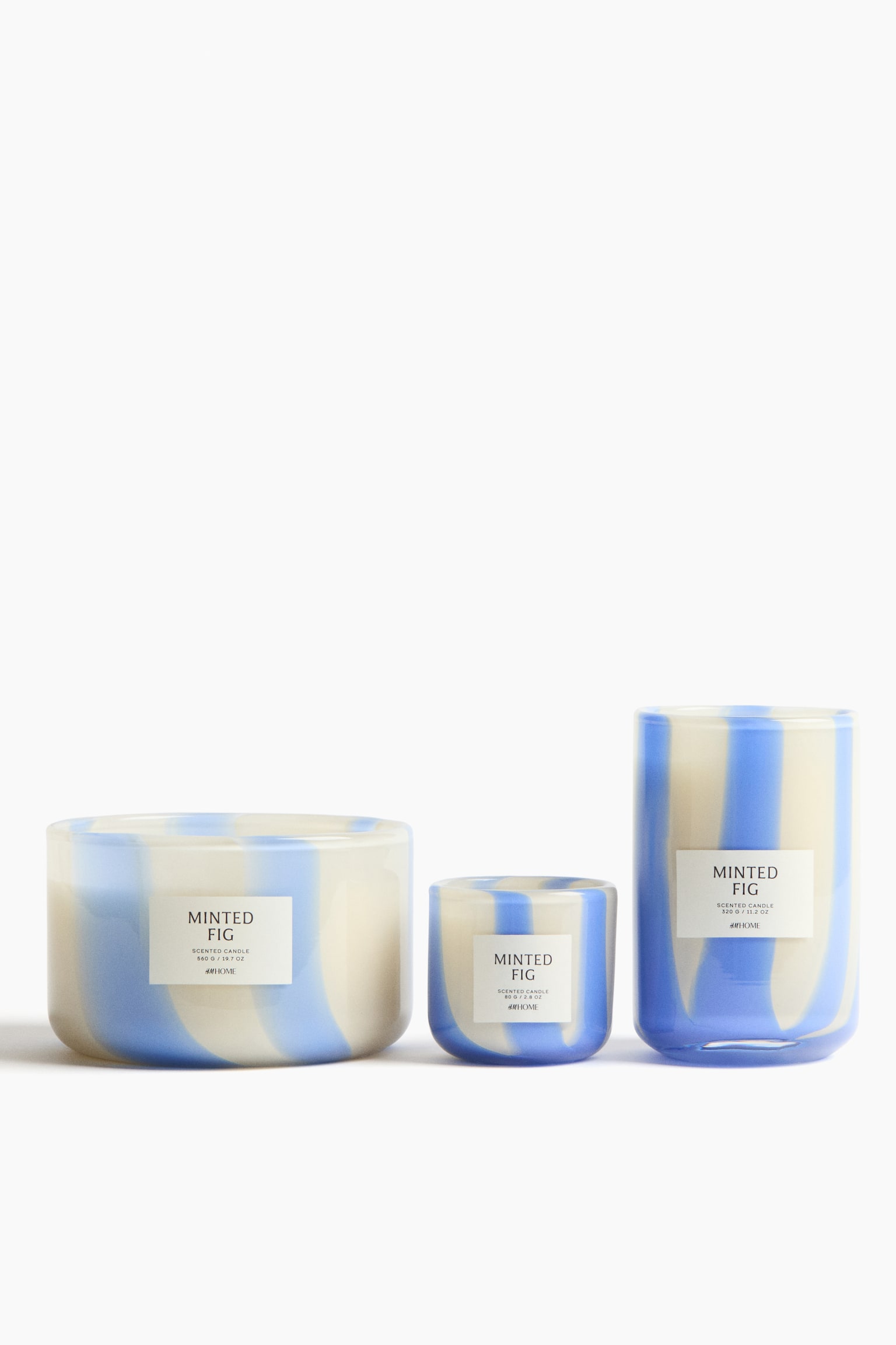 Scented candle in glass holder - Blue striped/Minted Fig/Ember Vanilla/Warm Woods/Lily Of The Valley/Vanilla Patchouli/Dark Honey/Apple Blush - 3