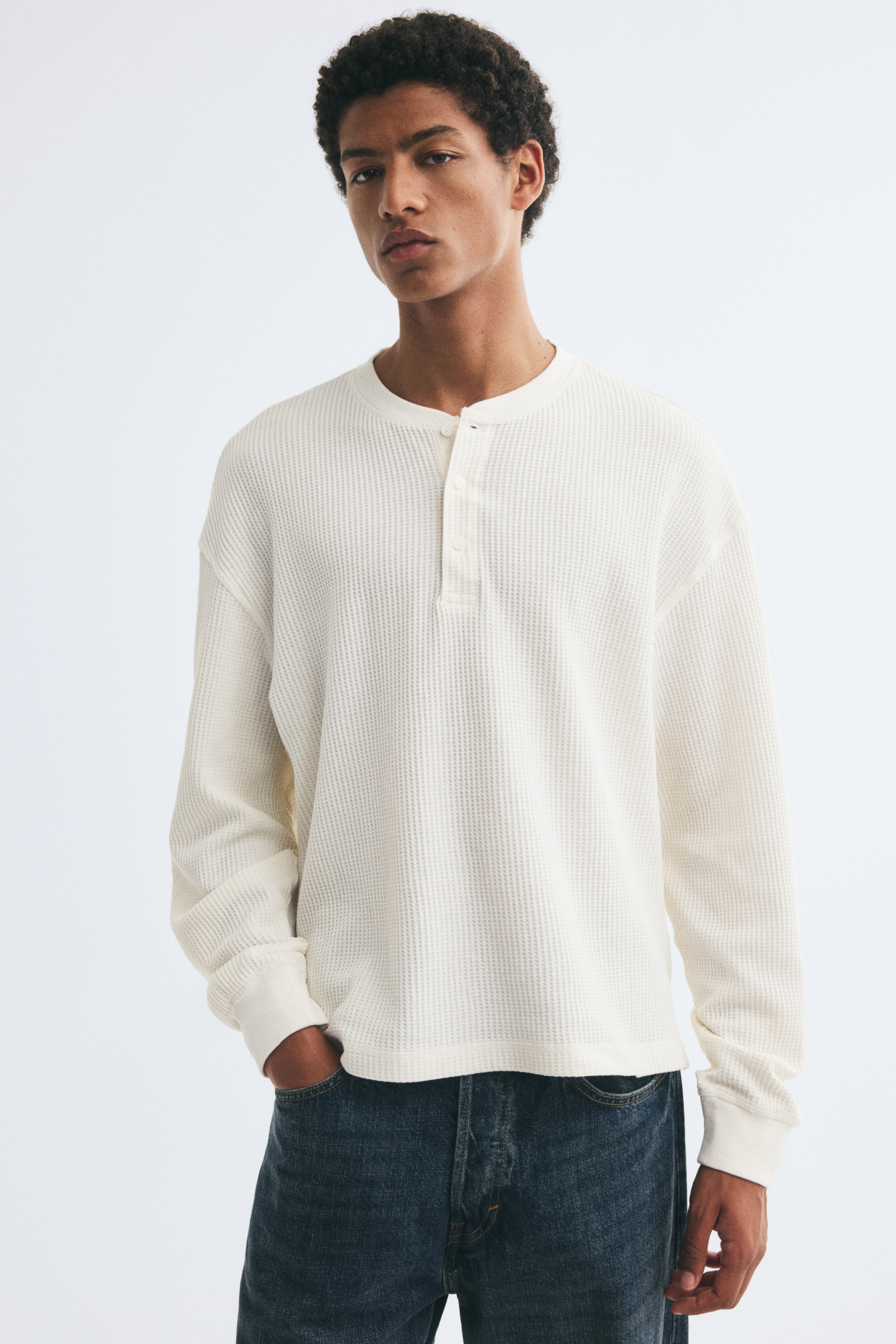 Regular Fit Waffled henley topAuxiliar