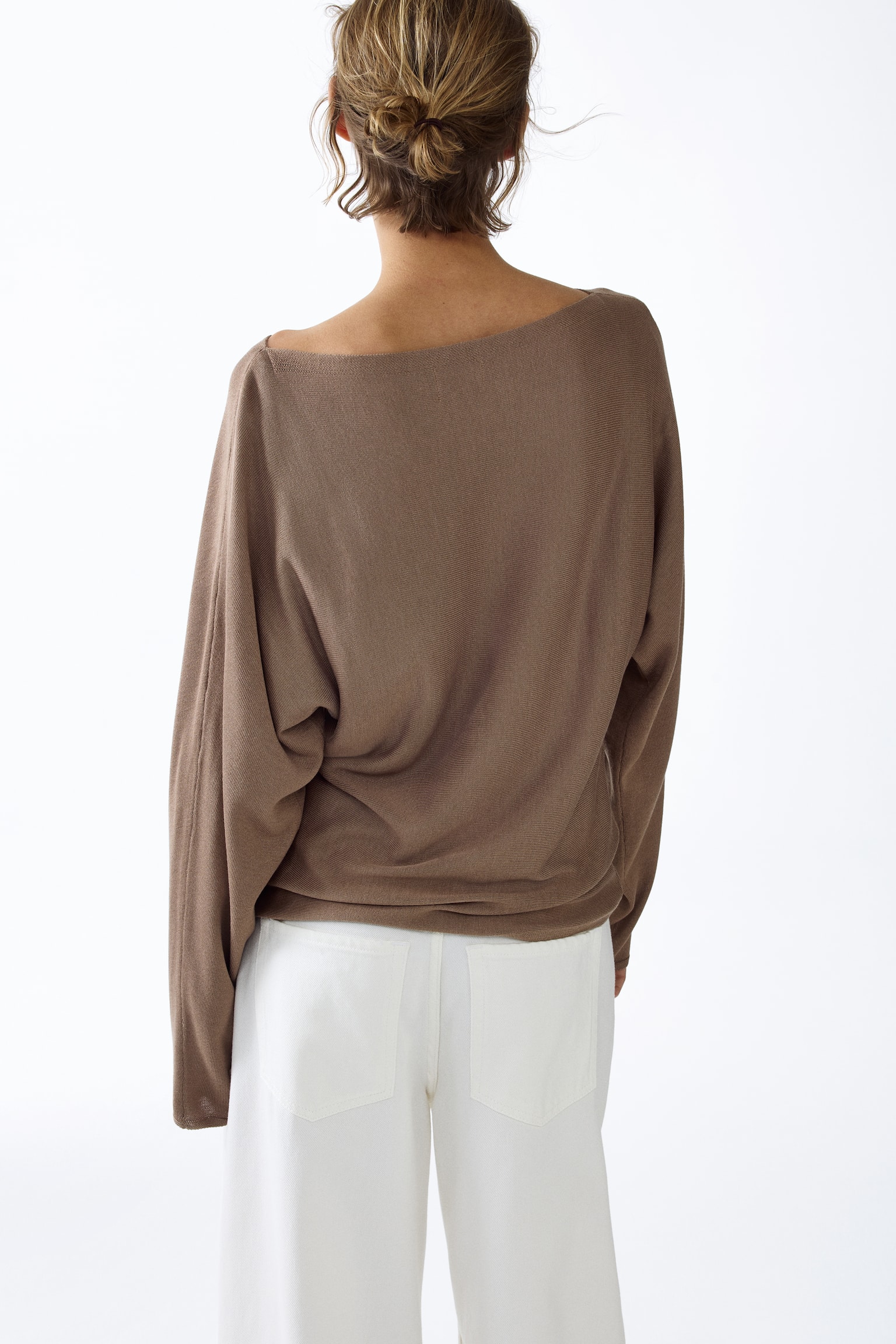 Boat-neck jumper - Dark beige/Light beige/Dark beige - 7