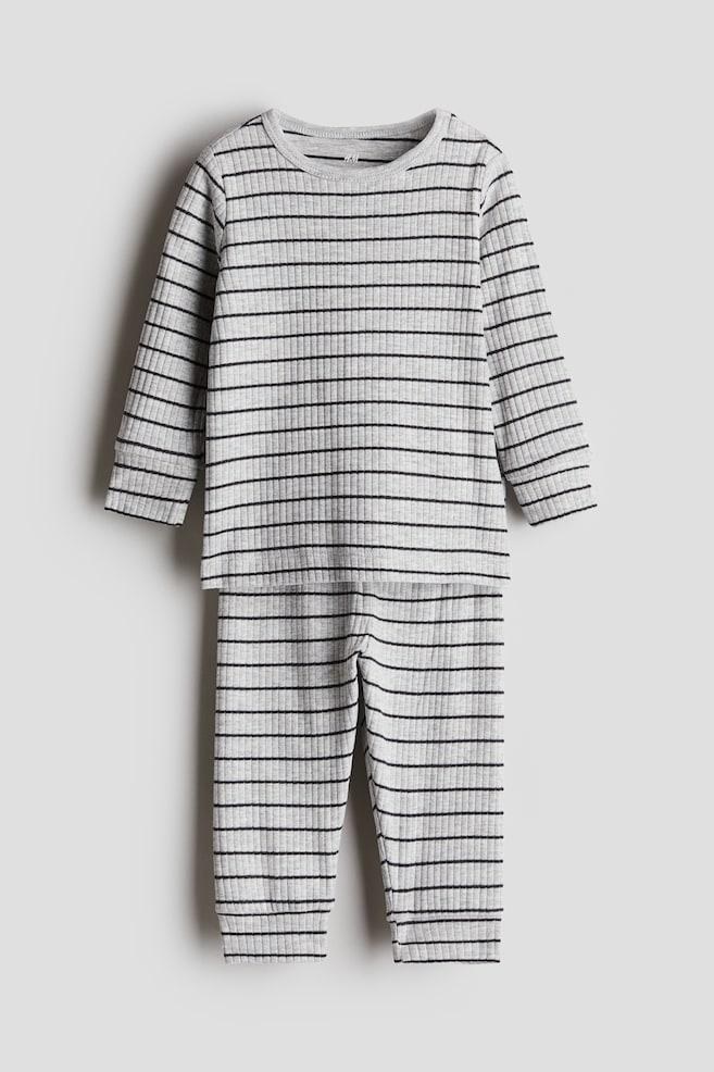 Ribbed Cotton Set - Gray/striped/Light beige/dark beige striped/Light beige/leopard print/Light blue/dinosaurs/Light purple/Light beige/giraffes/Red/Light beige/white striped/Dusty green/White/hearts/Cream/hearts/Beige/Light beige/Light green/frogs/Pink/Light purple/Light pink/White/dark gray - 1