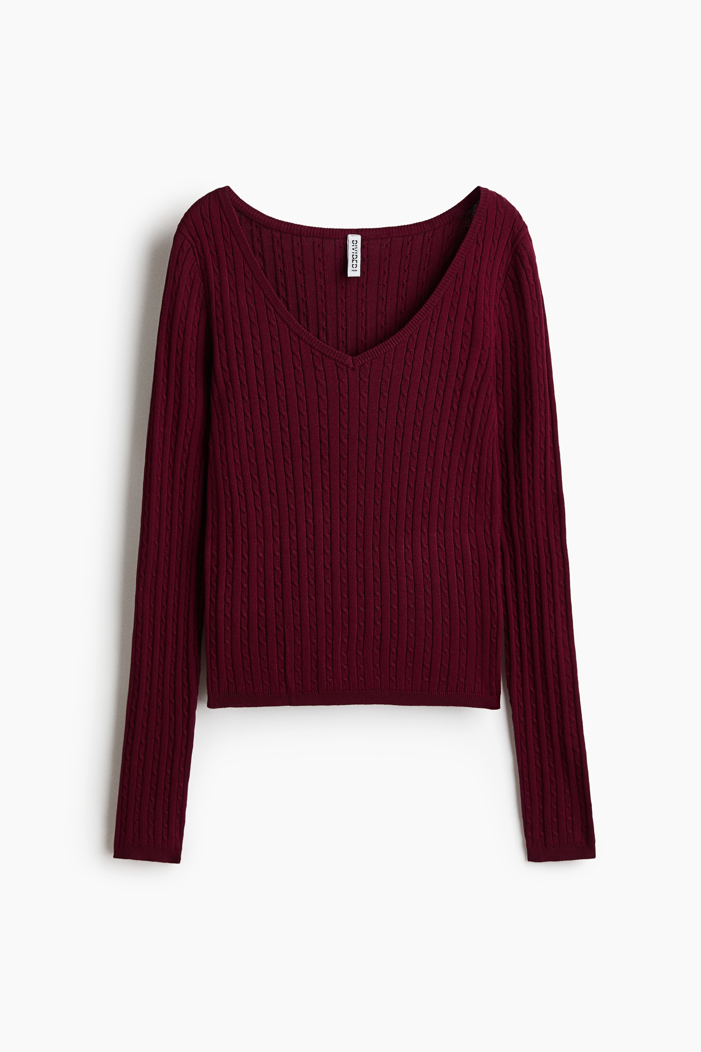 Cable-Knit Viscose-Blend Sweater - Dark red/Cream