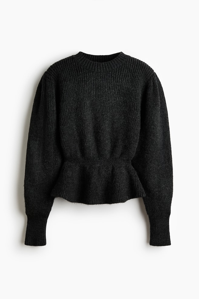 Peplum jumper - Dark gray melange - 1