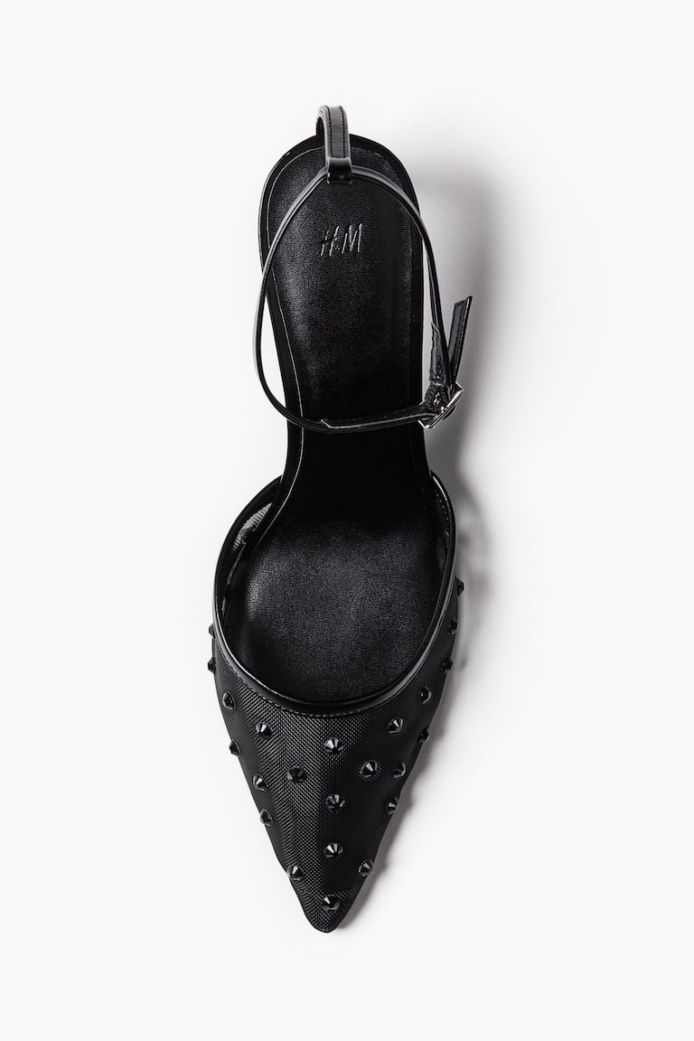 Rhinestone-Embellished Mesh Pumps size 5