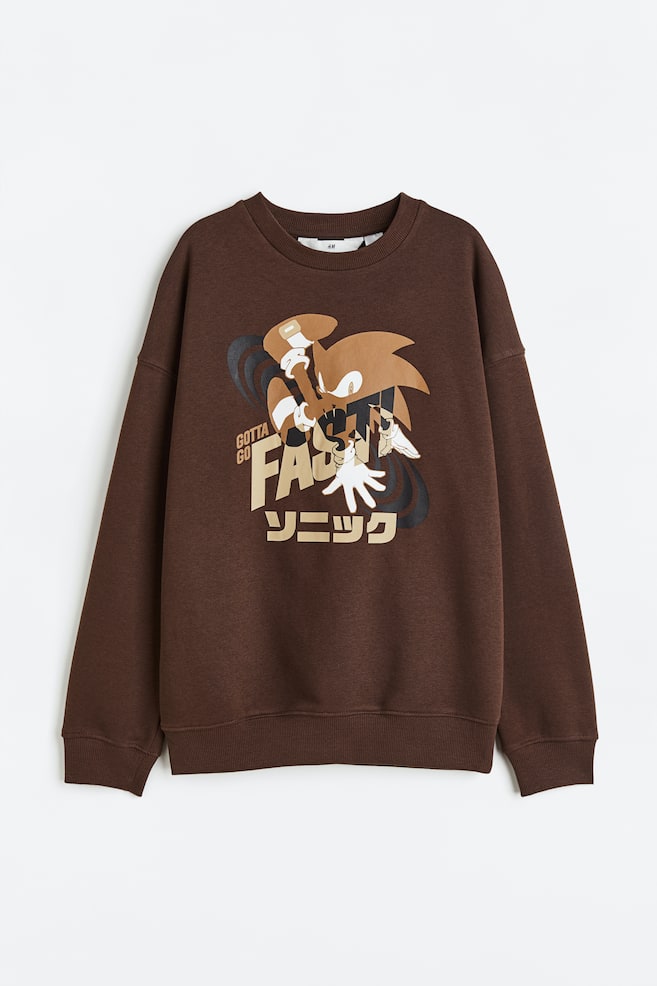 Sweatshirt med tryk - Mørkebrun/Sonic the Hedgehog/Lyslilla/Naruto - 1