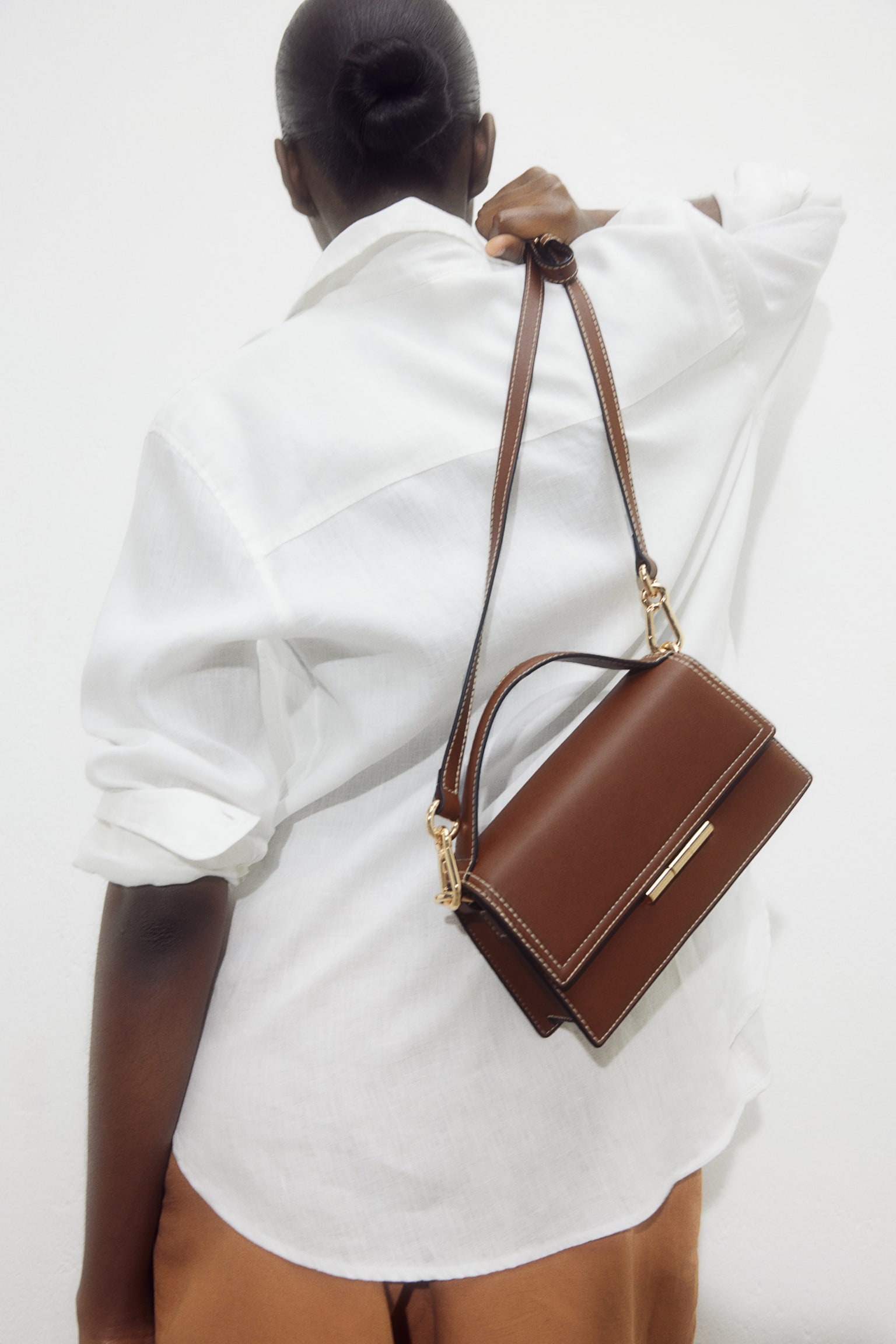 Crossbody Bag - Brown/Black/Light beige - 4