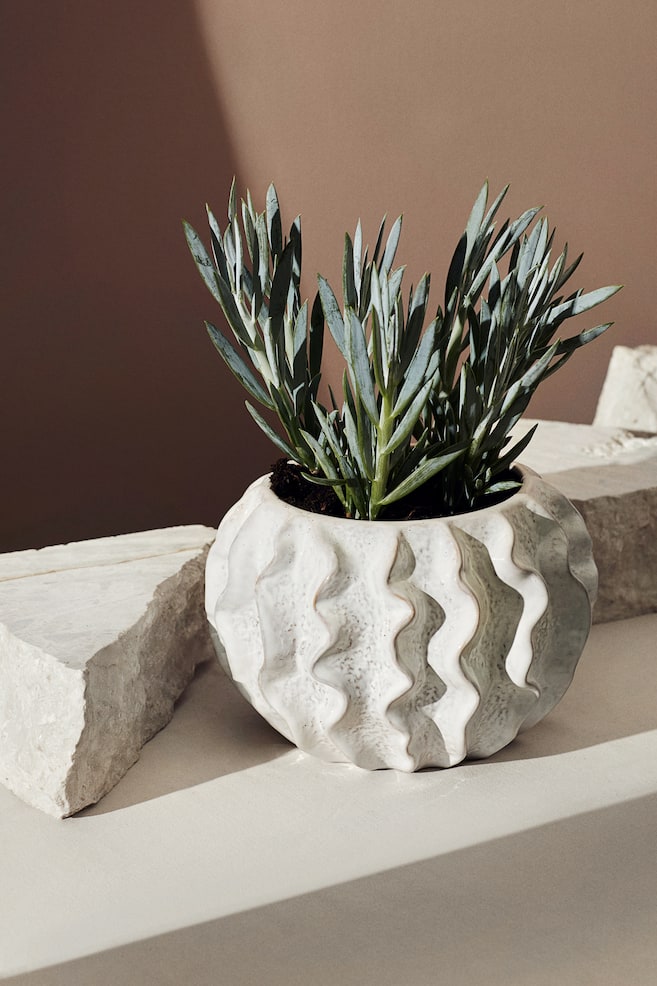 Stoneware plant pot - White - 2