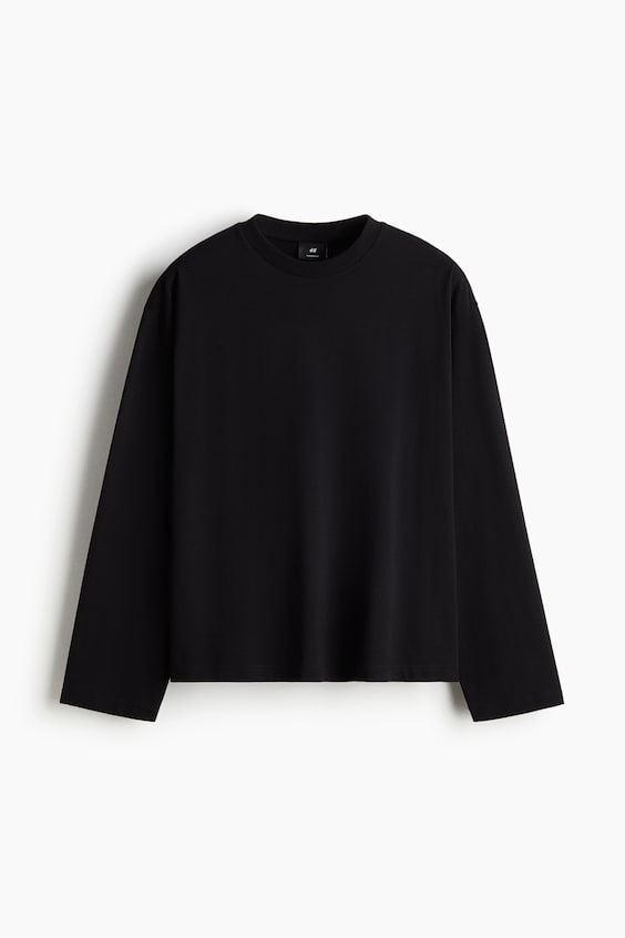 Мужские рубашки H&M Oversized Long-Sleeved Jersey Shirt