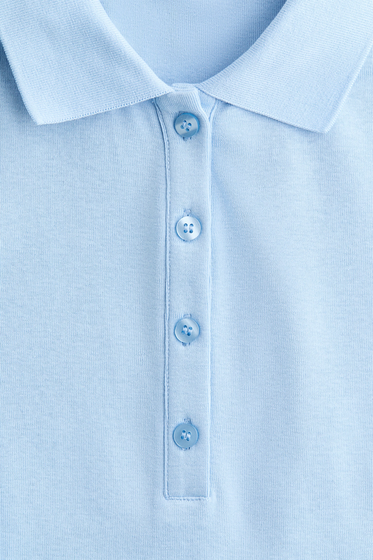 Puff-sleeved polo shirt - Light blue/Light beige/Light grey marl - 5